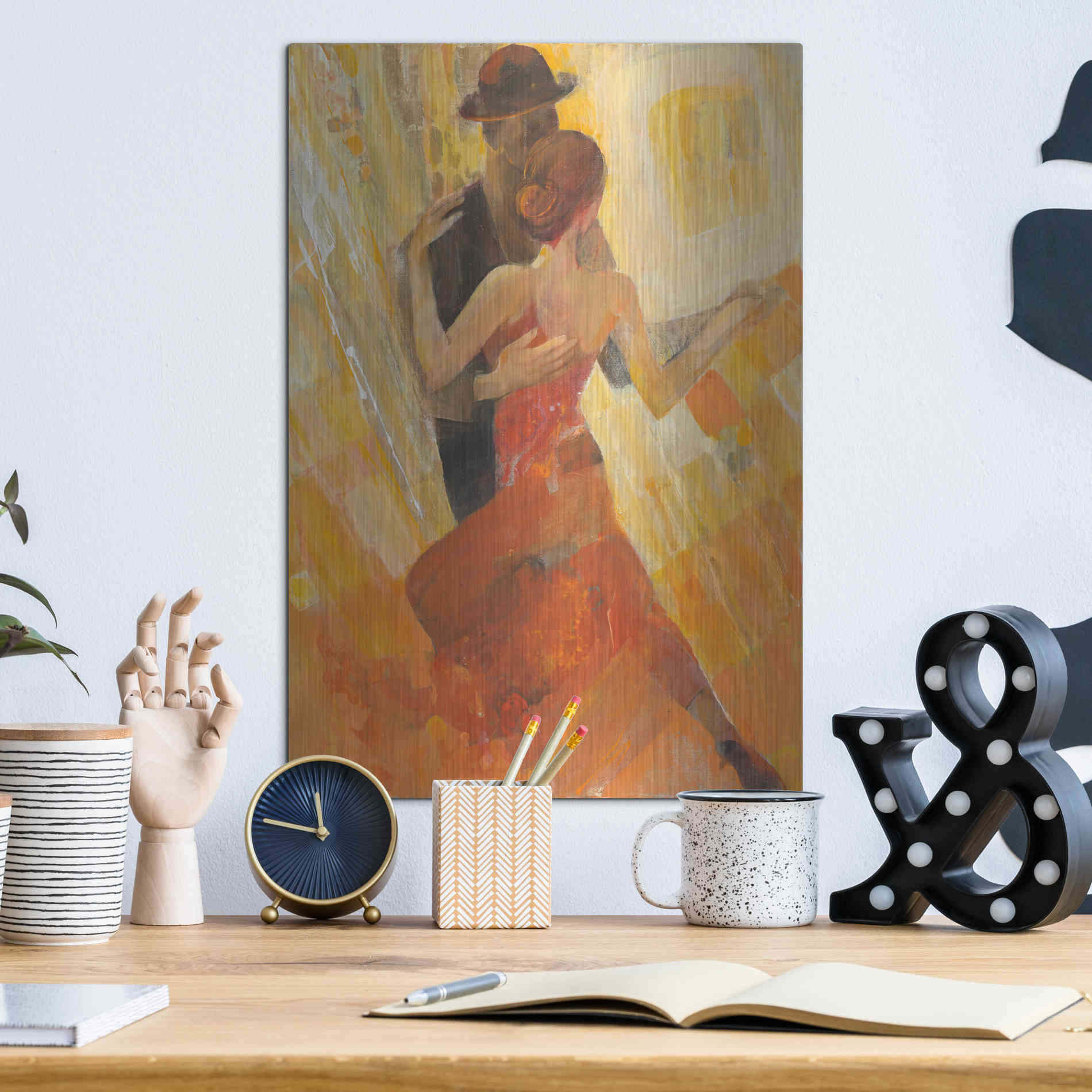 Luxe Metal Art 'Tango' by Albena Hristova, Metal Wall Art,12x16