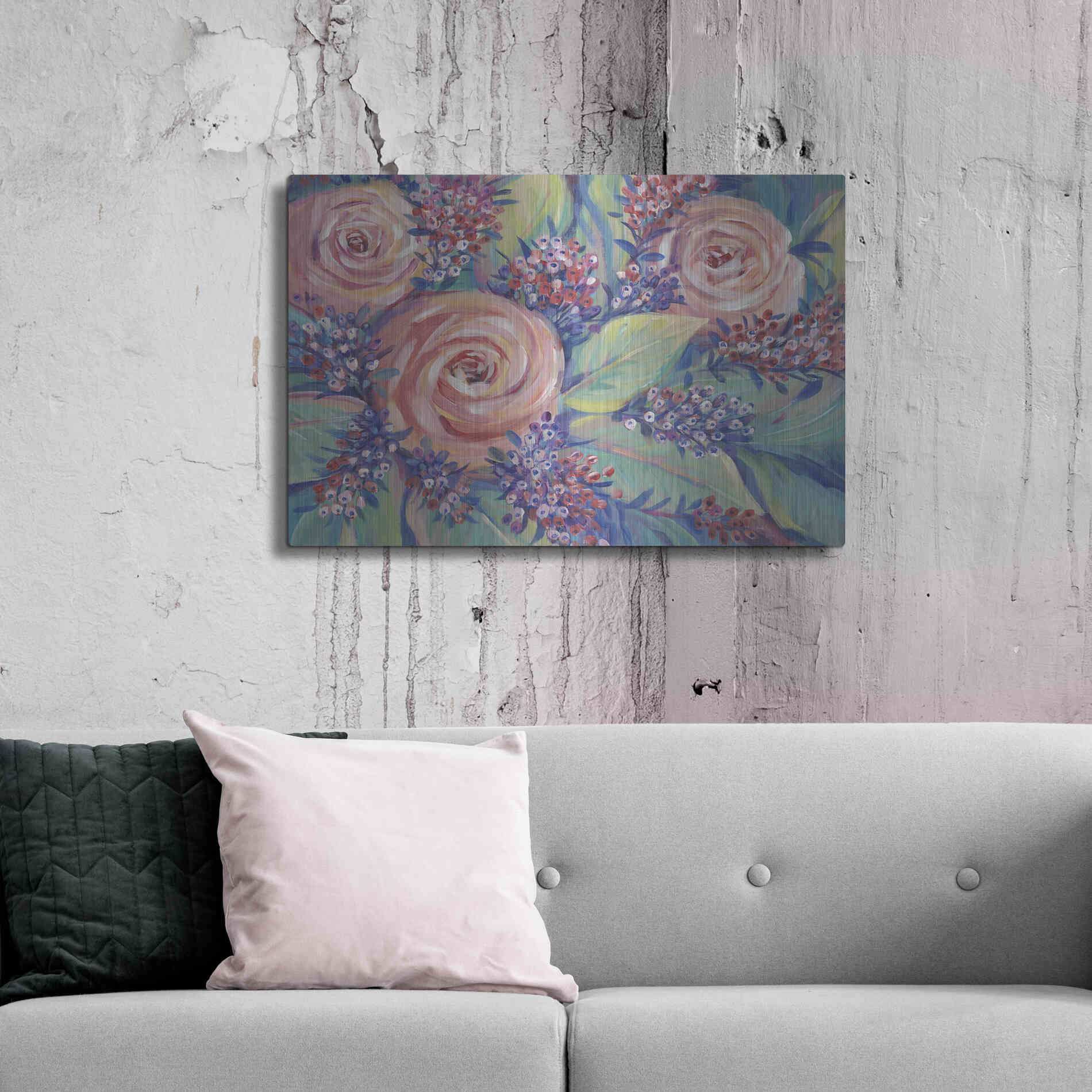 Luxe Metal Art 'Shades of Pink I' by Tim O'Toole, Metal Wall Art,36x24