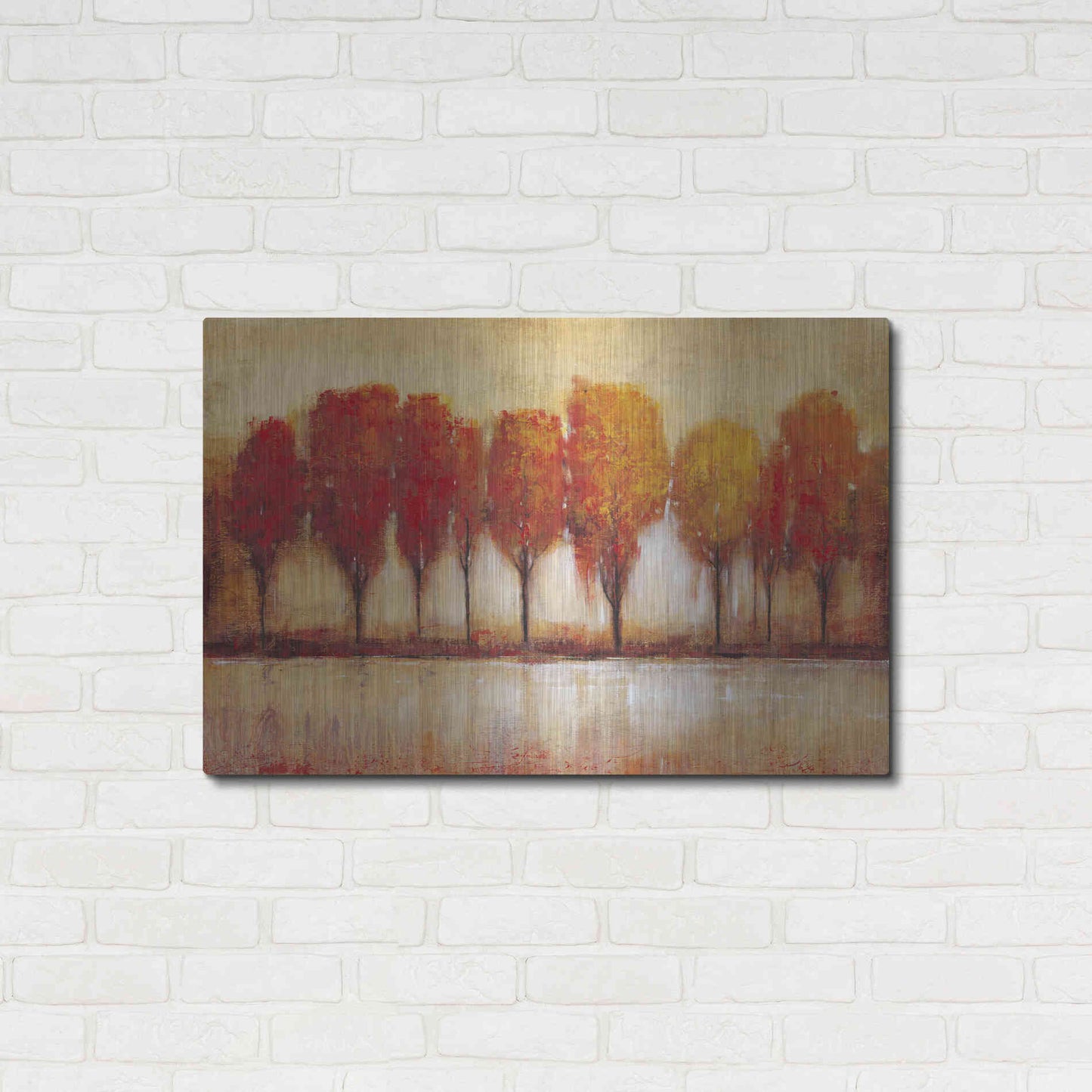 Luxe Metal Art 'Autumn Water's Edge' by Tim O'Toole, Metal Wall Art,36x24