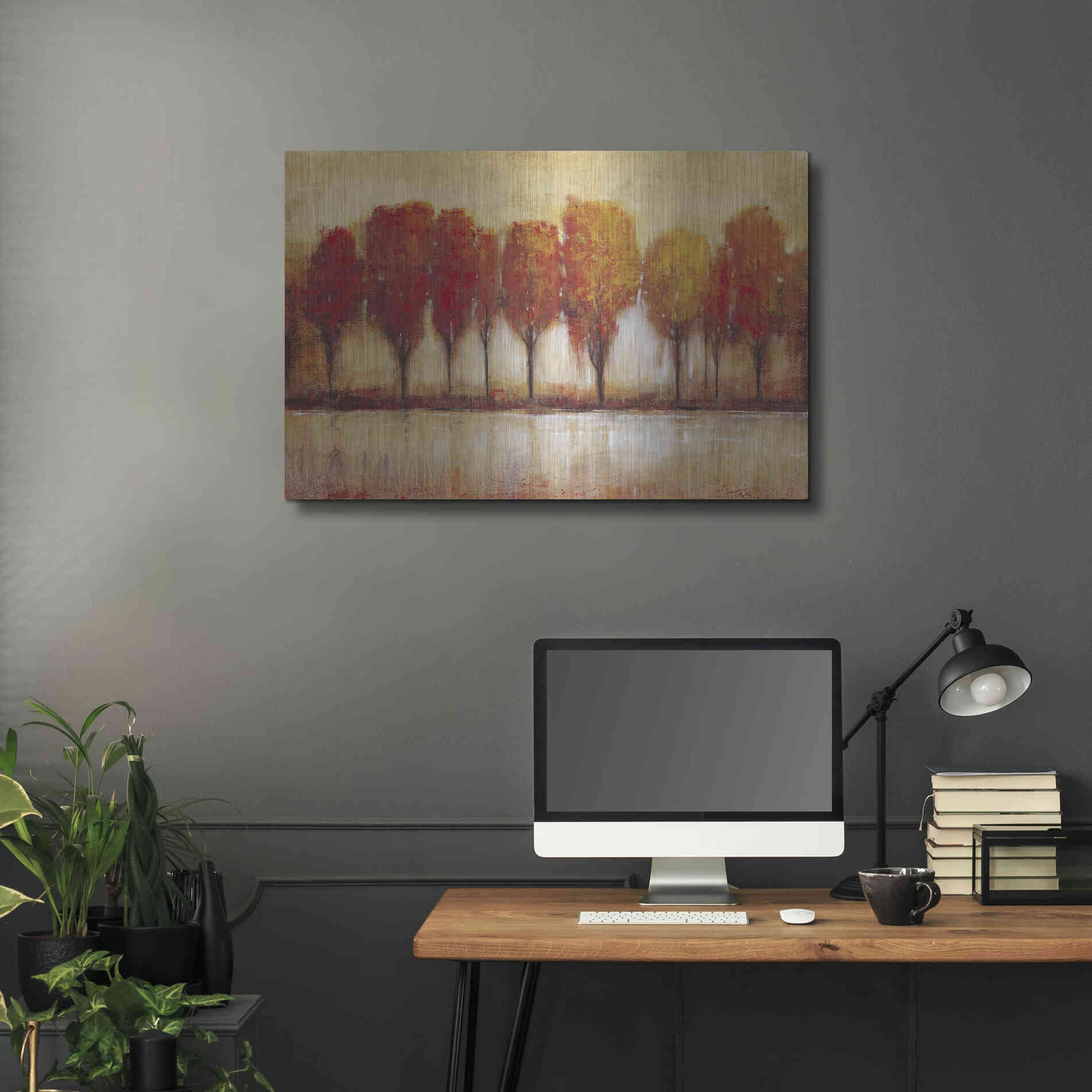 Luxe Metal Art 'Autumn Water's Edge' by Tim O'Toole, Metal Wall Art,36x24