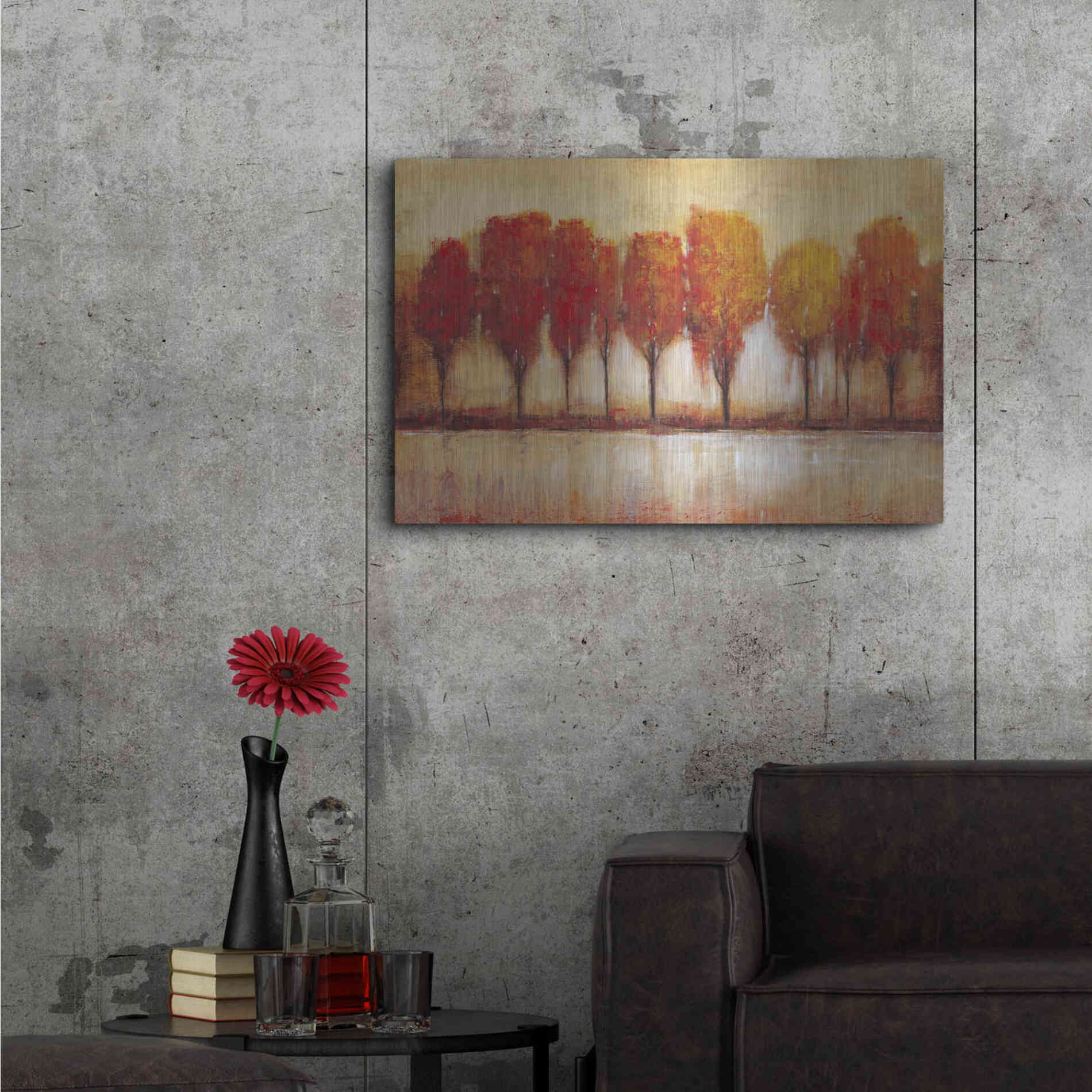 Luxe Metal Art 'Autumn Water's Edge' by Tim O'Toole, Metal Wall Art,36x24