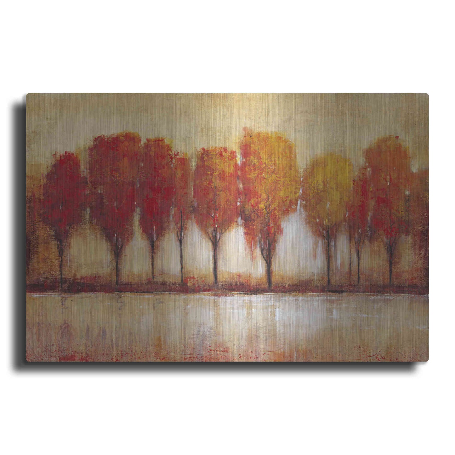 Luxe Metal Art 'Autumn Water's Edge' by Tim O'Toole, Metal Wall Art