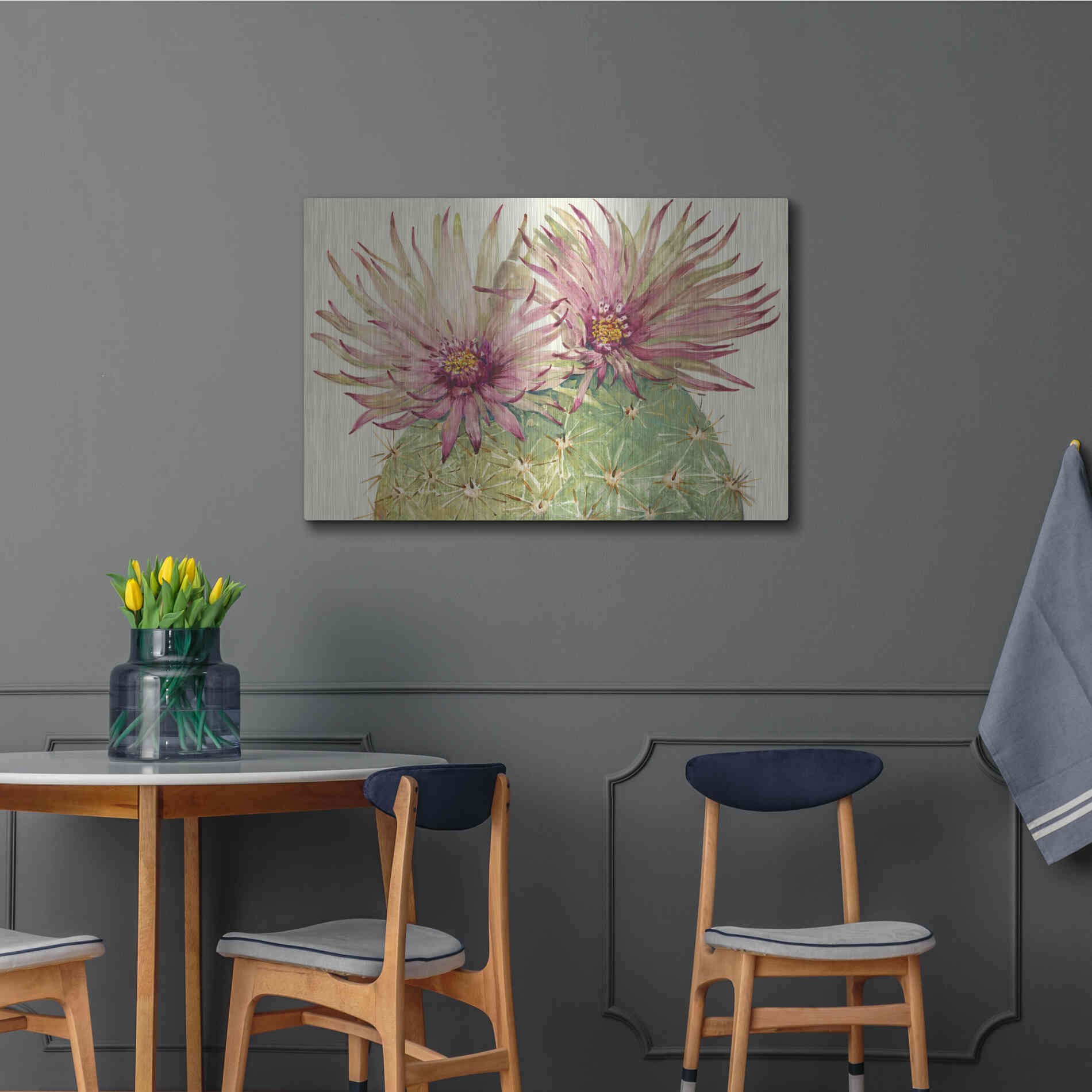 Luxe Metal Art 'Cactus Blossoms I' by Tim O'Toole, Metal Wall Art,36x24