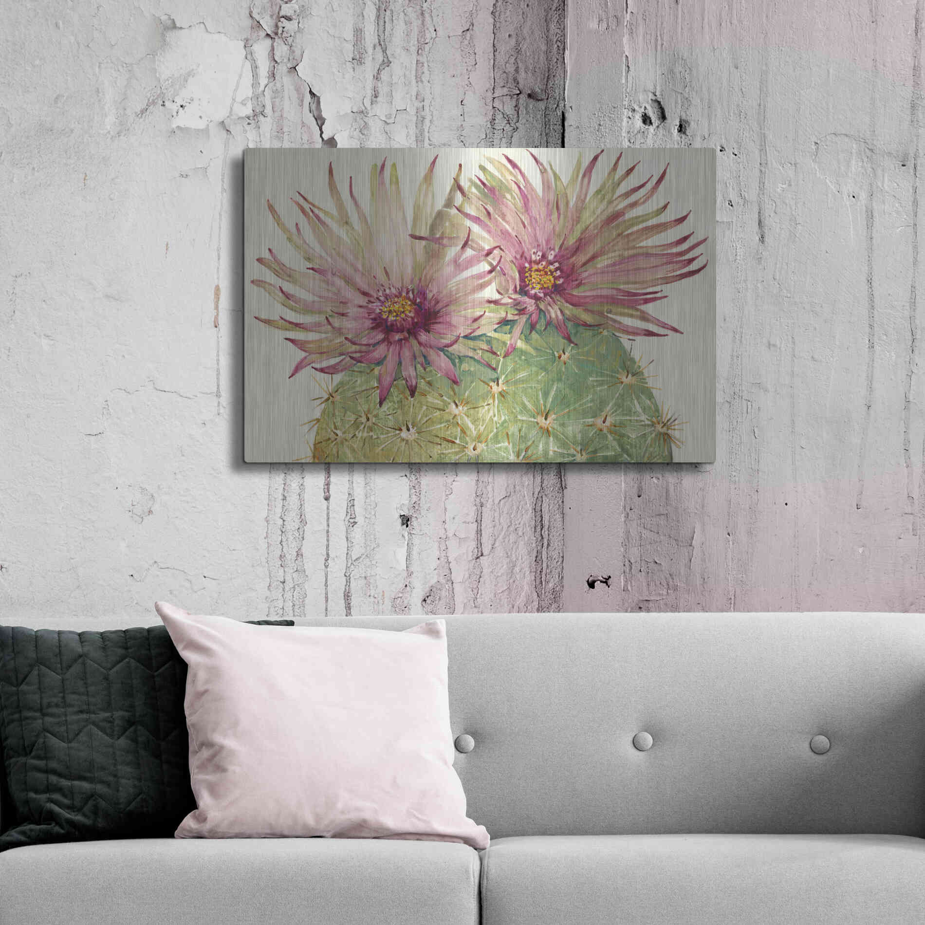 Luxe Metal Art 'Cactus Blossoms I' by Tim O'Toole, Metal Wall Art,36x24