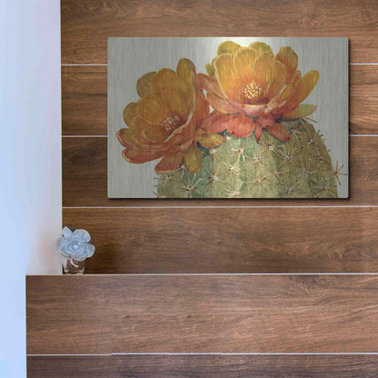 Luxe Metal Art 'Cactus Blossoms II' by Tim O'Toole, Metal Wall Art,16x12