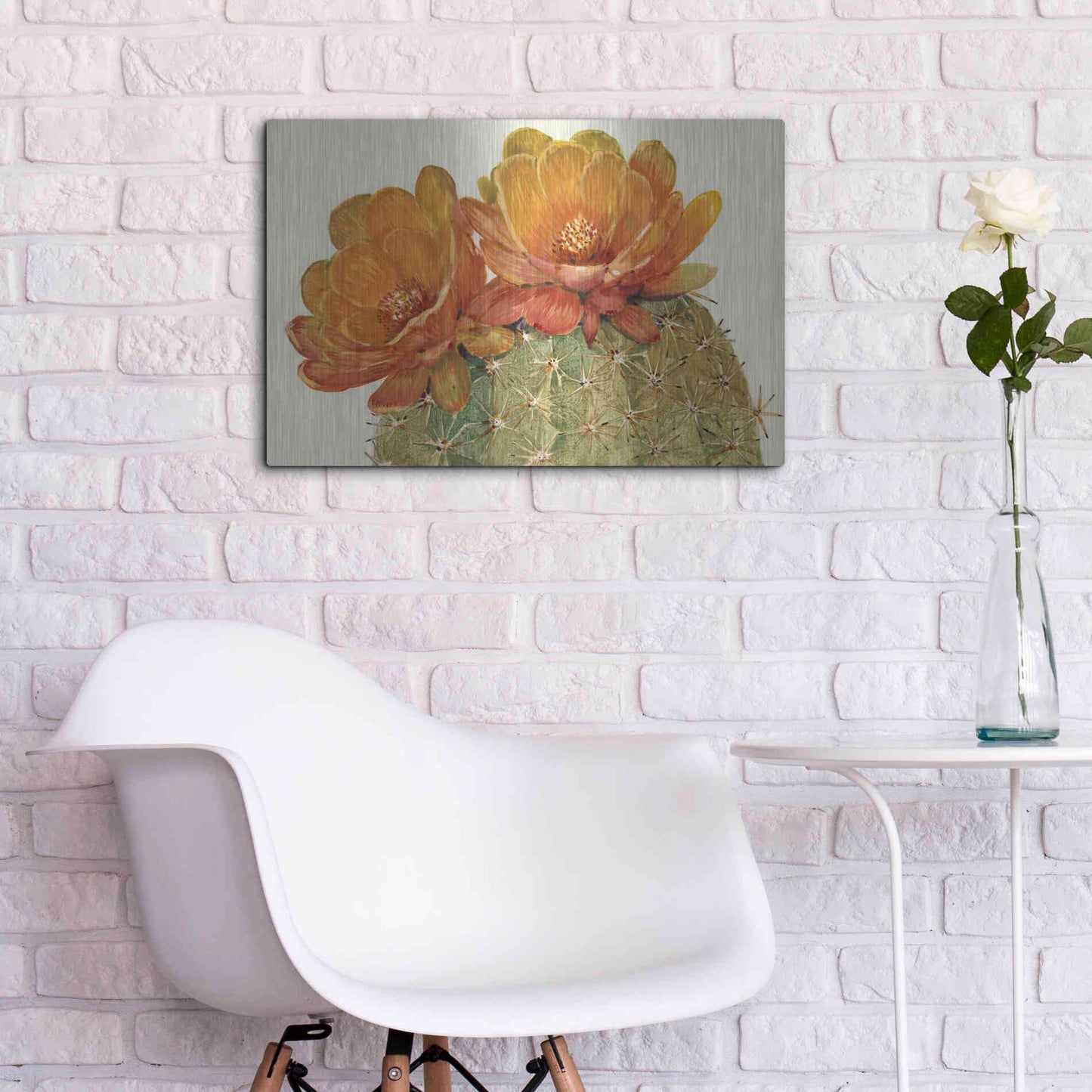 Luxe Metal Art 'Cactus Blossoms II' by Tim O'Toole, Metal Wall Art,24x16