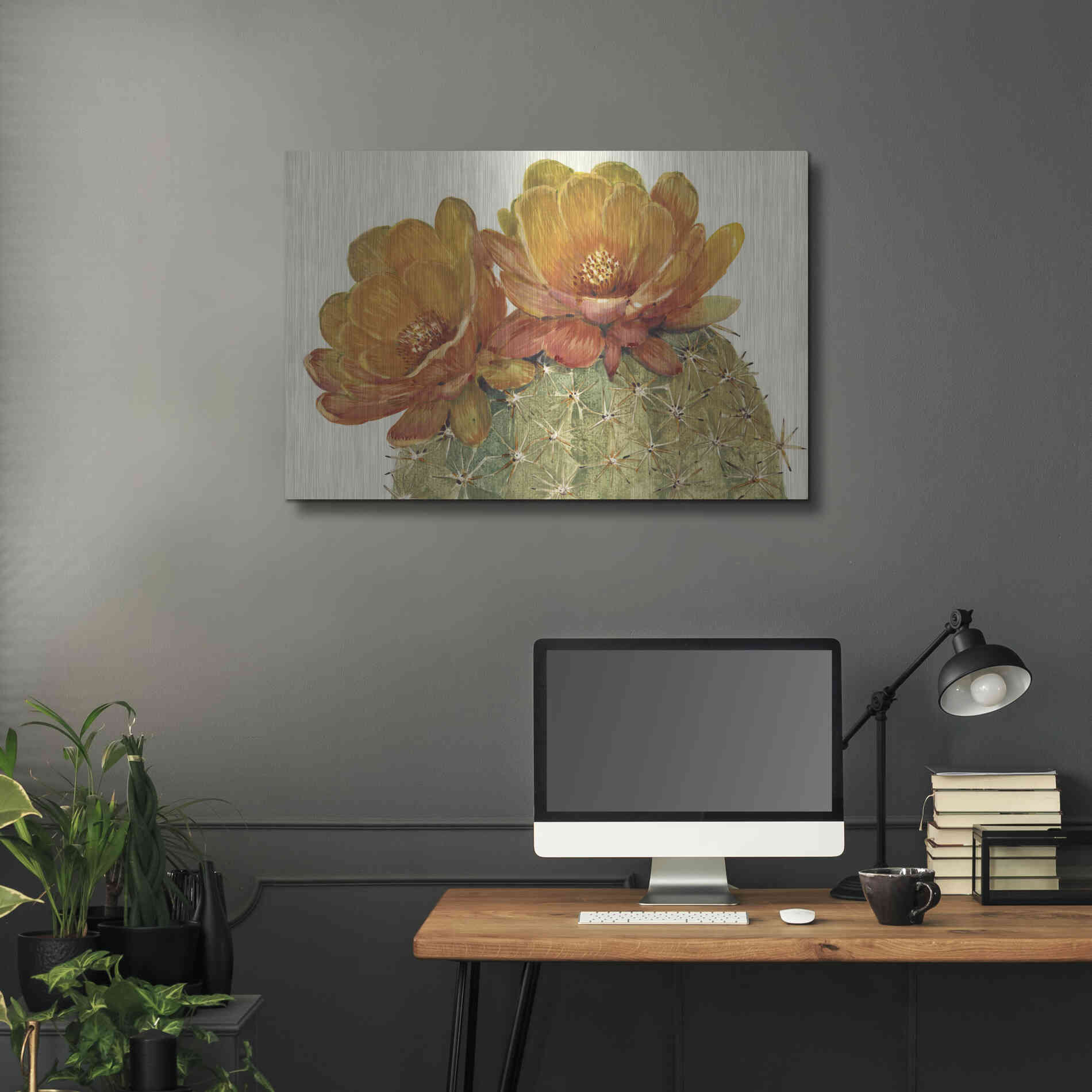 Luxe Metal Art 'Cactus Blossoms II' by Tim O'Toole, Metal Wall Art,36x24