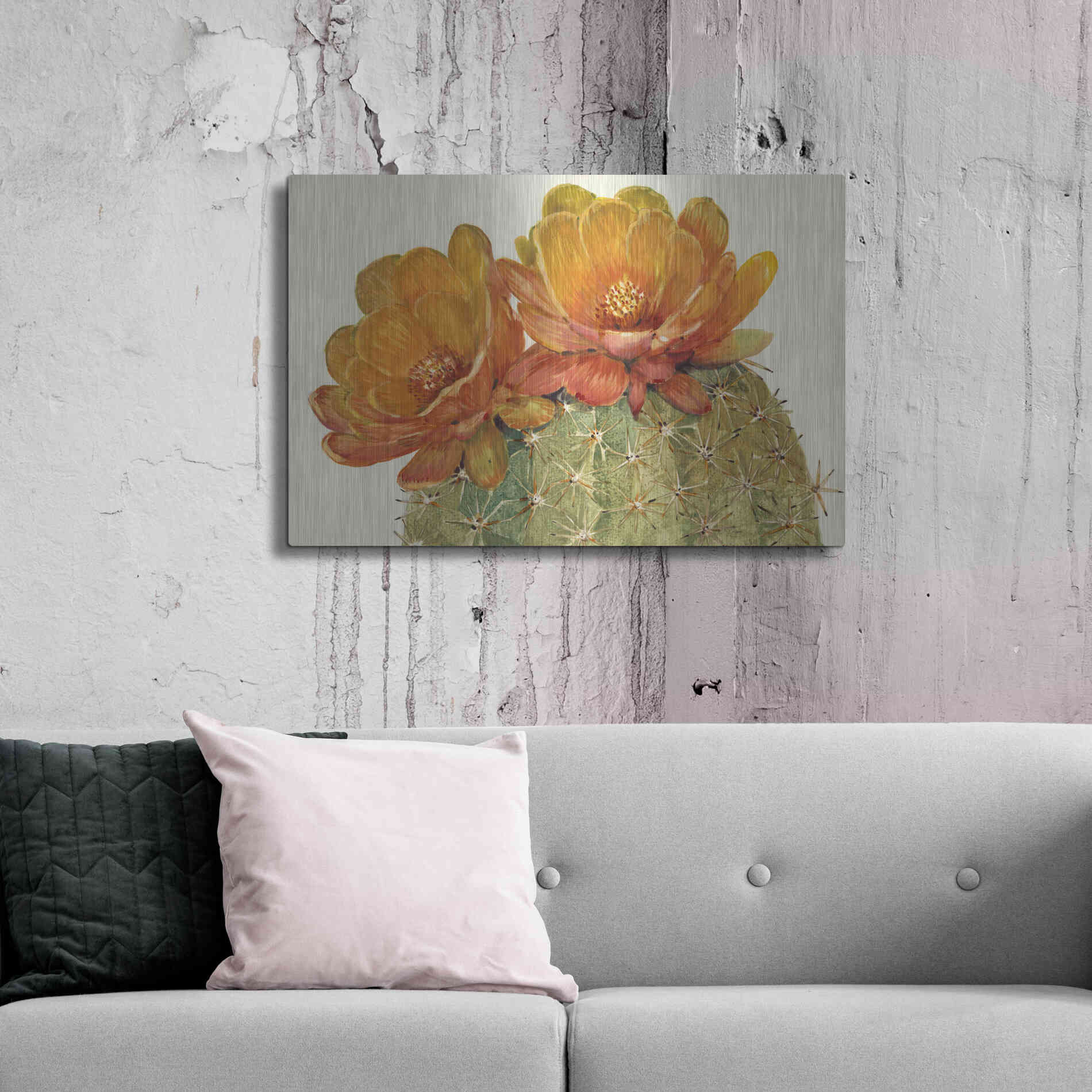 Luxe Metal Art 'Cactus Blossoms II' by Tim O'Toole, Metal Wall Art,36x24