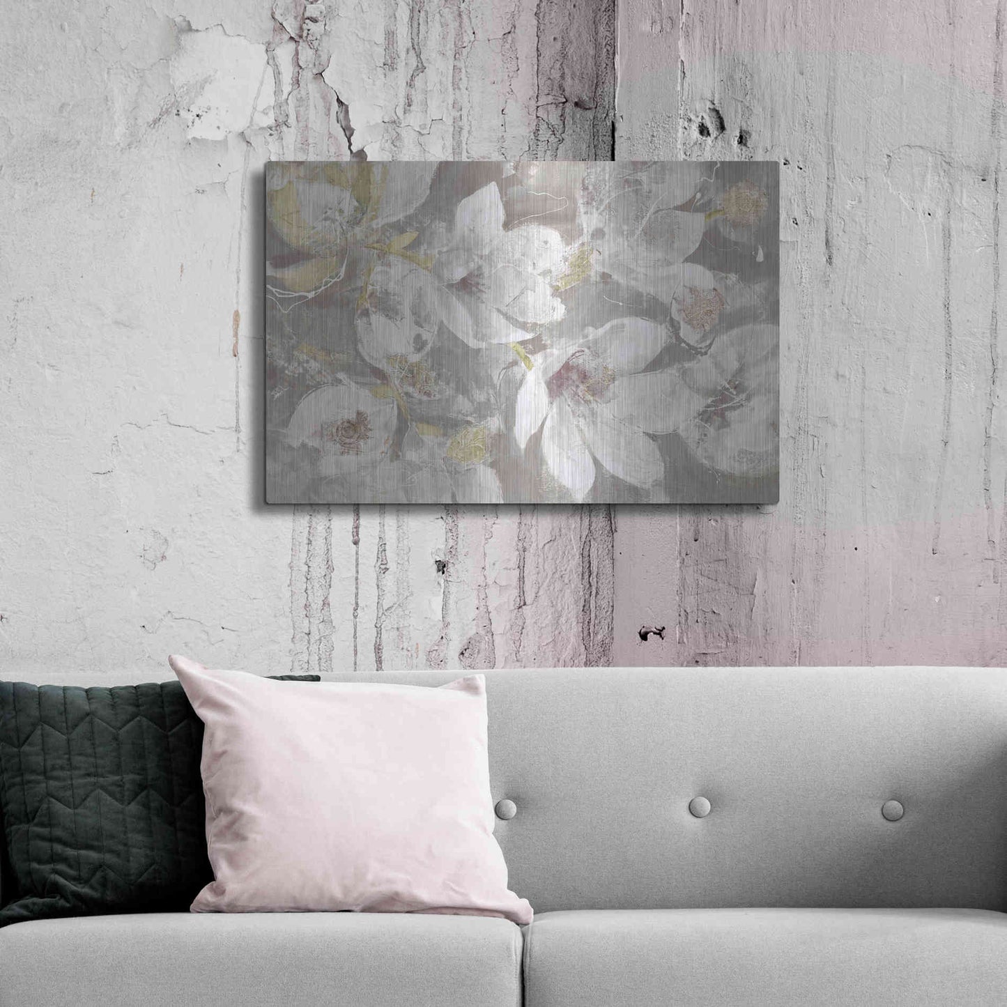 Luxe Metal Art 'Magnolias in Bloom Greige' by Albena Hristova, Metal Wall Art,36x24