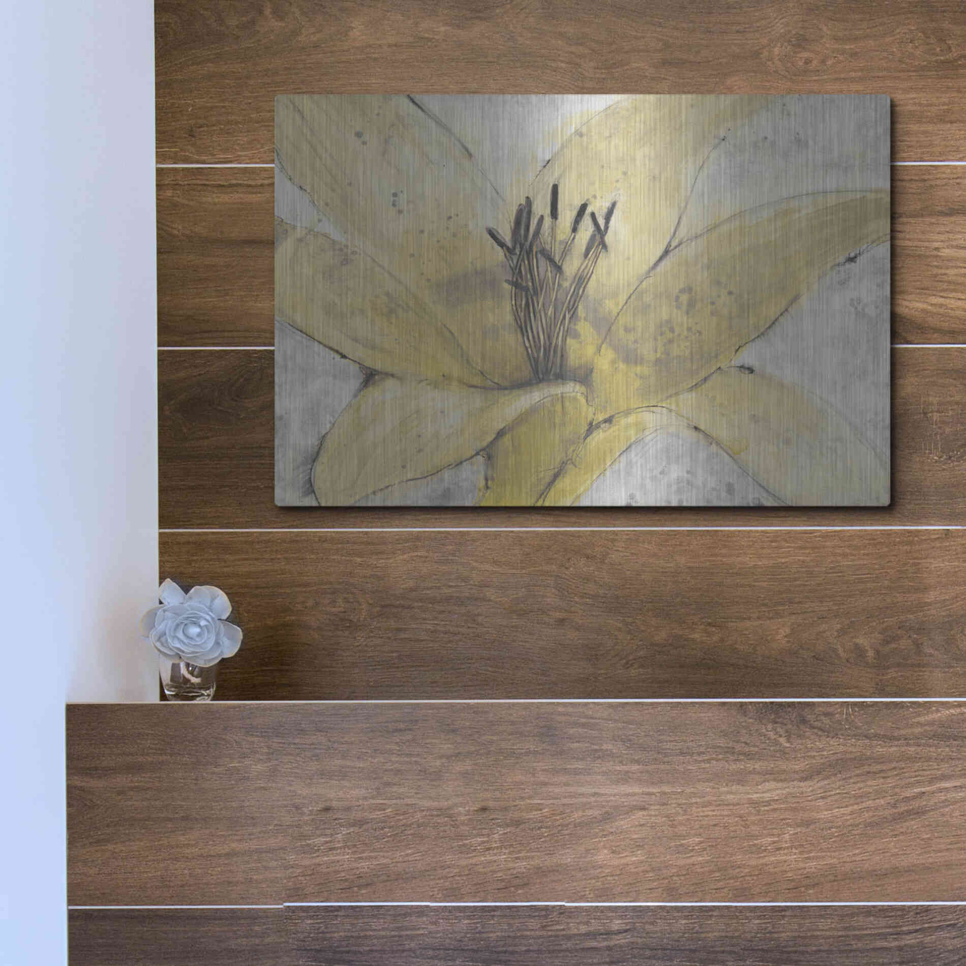 Luxe Metal Art 'Transparency Flower I' by Tim O'Toole, Metal Wall Art,16x12