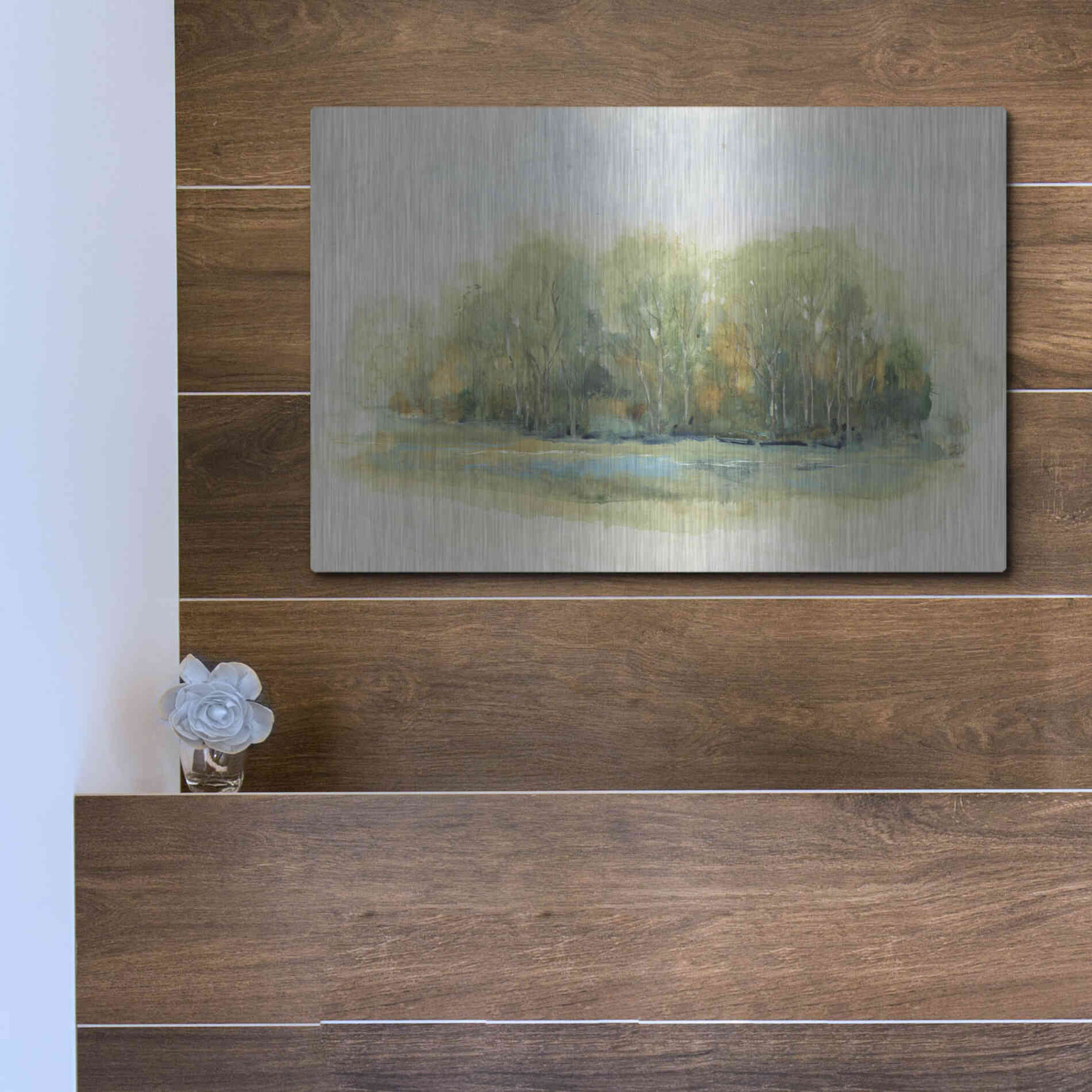 Luxe Metal Art 'Forest Vignette I' by Tim O'Toole, Metal Wall Art,16x12