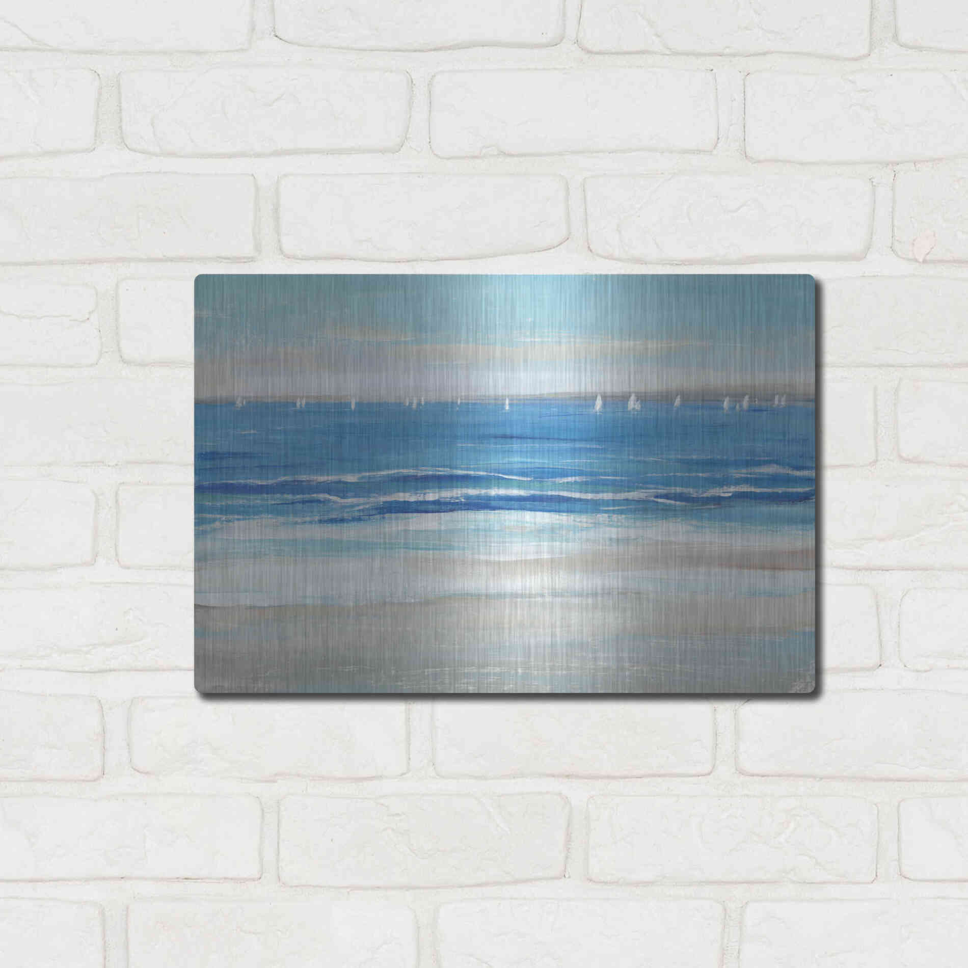 Luxe Metal Art 'Low Cerulean Tide I' by Tim O'Toole, Metal Wall Art,16x12