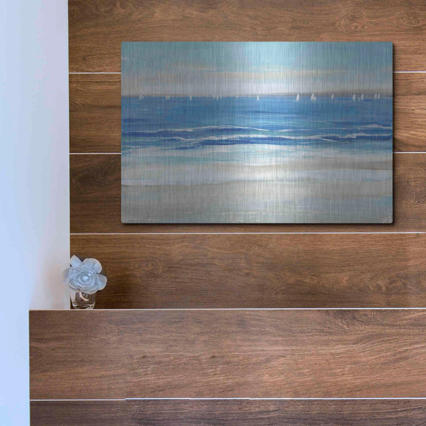 Luxe Metal Art 'Low Cerulean Tide I' by Tim O'Toole, Metal Wall Art,16x12