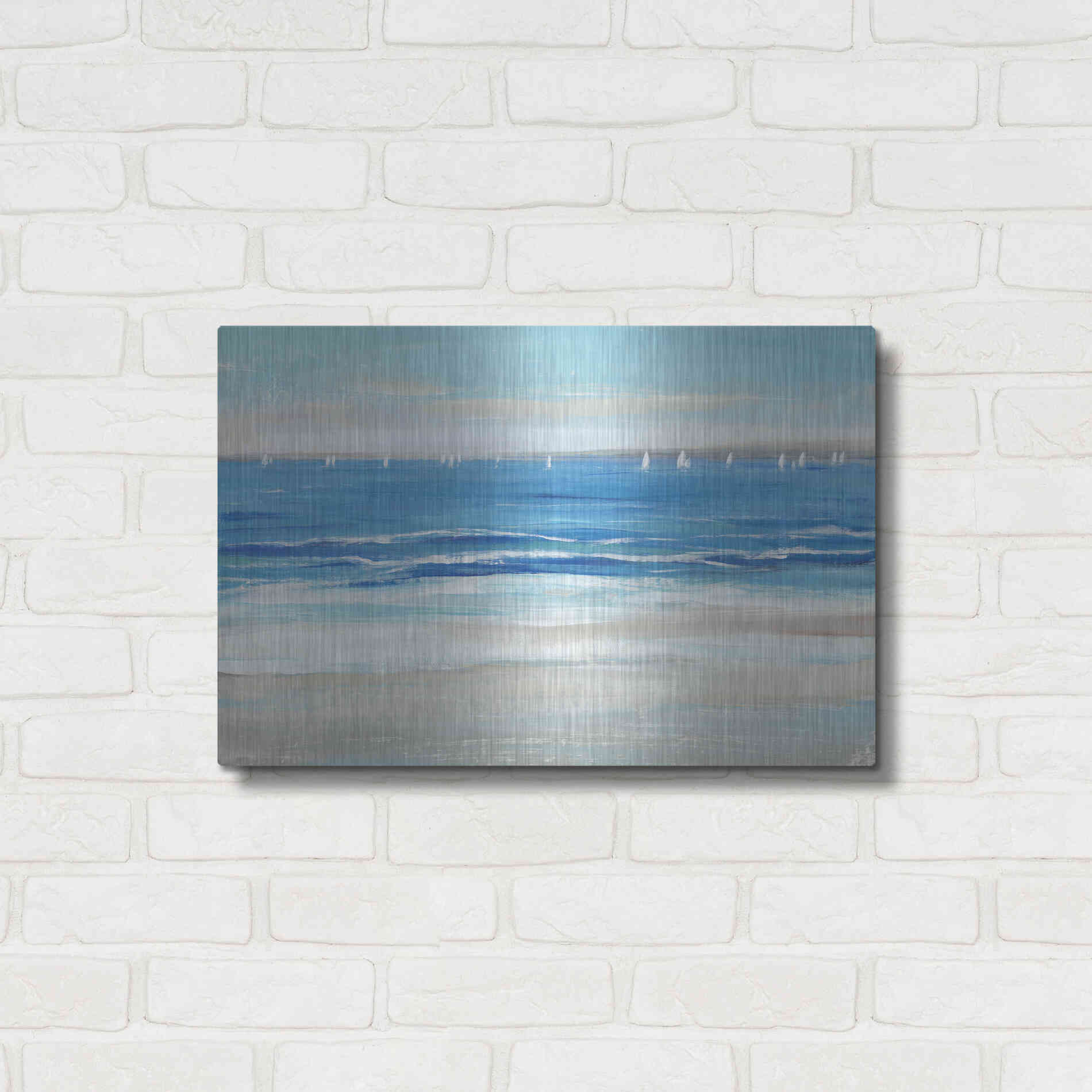 Luxe Metal Art 'Low Cerulean Tide I' by Tim O'Toole, Metal Wall Art,24x16