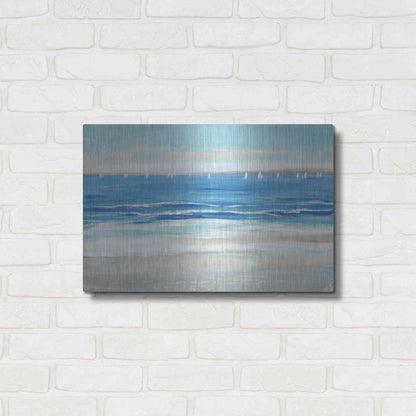 Luxe Metal Art 'Low Cerulean Tide I' by Tim O'Toole, Metal Wall Art,24x16