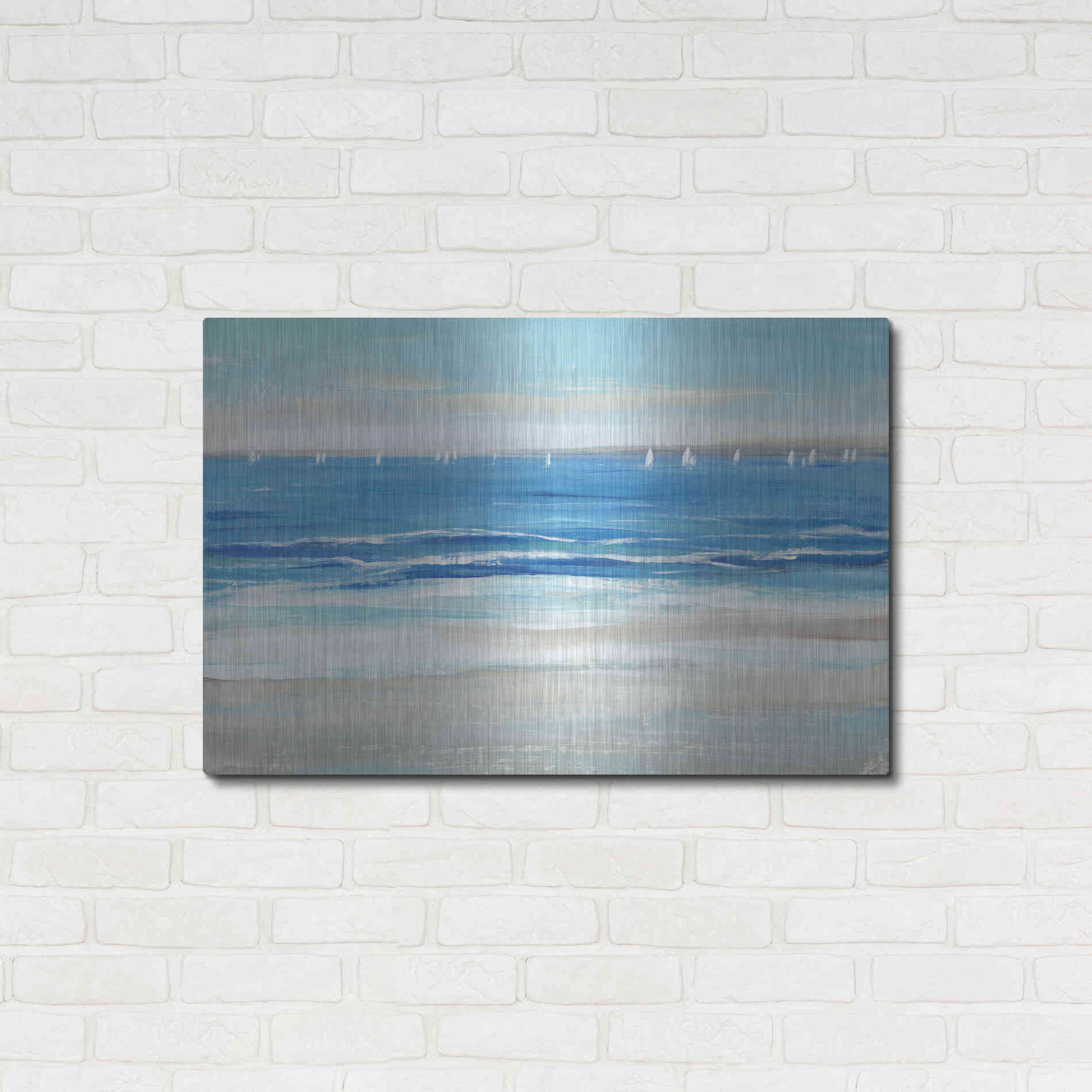 Luxe Metal Art 'Low Cerulean Tide I' by Tim O'Toole, Metal Wall Art,36x24