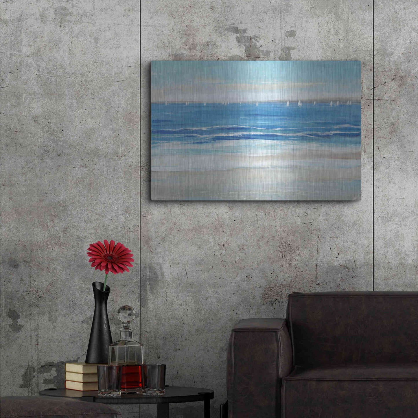 Luxe Metal Art 'Low Cerulean Tide I' by Tim O'Toole, Metal Wall Art,36x24