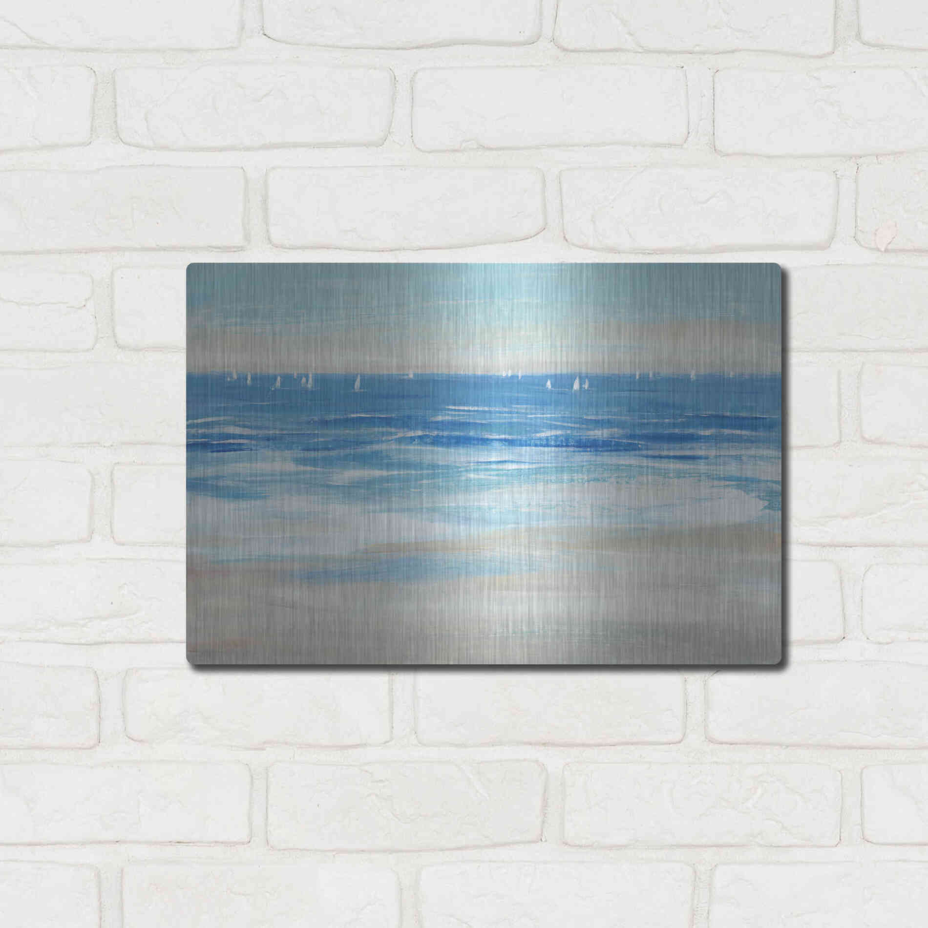 Luxe Metal Art 'Low Cerulean Tide II' by Tim O'Toole, Metal Wall Art,16x12