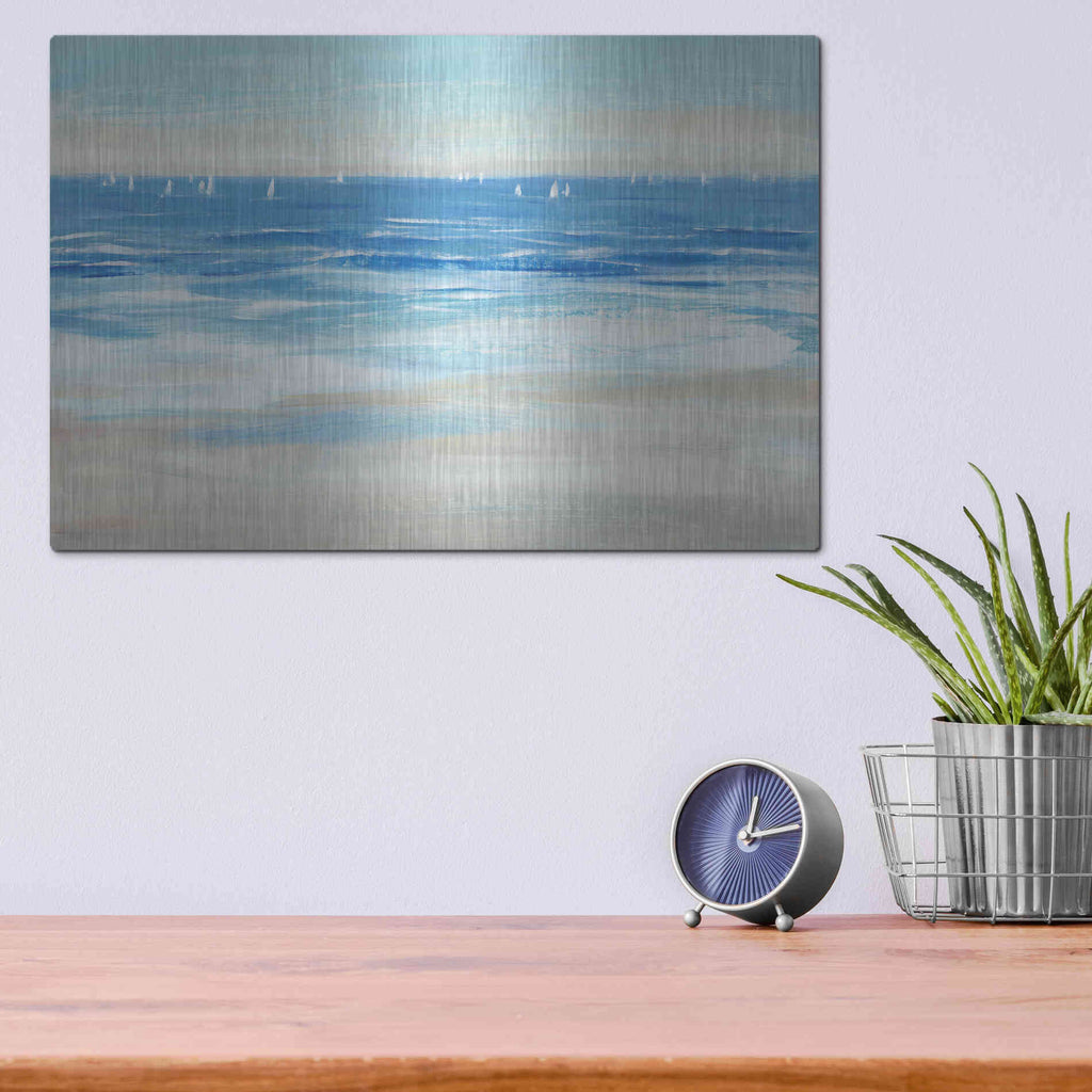 Luxe Metal Art 'Low Cerulean Tide II' by Tim O'Toole, Metal Wall Art,16x12