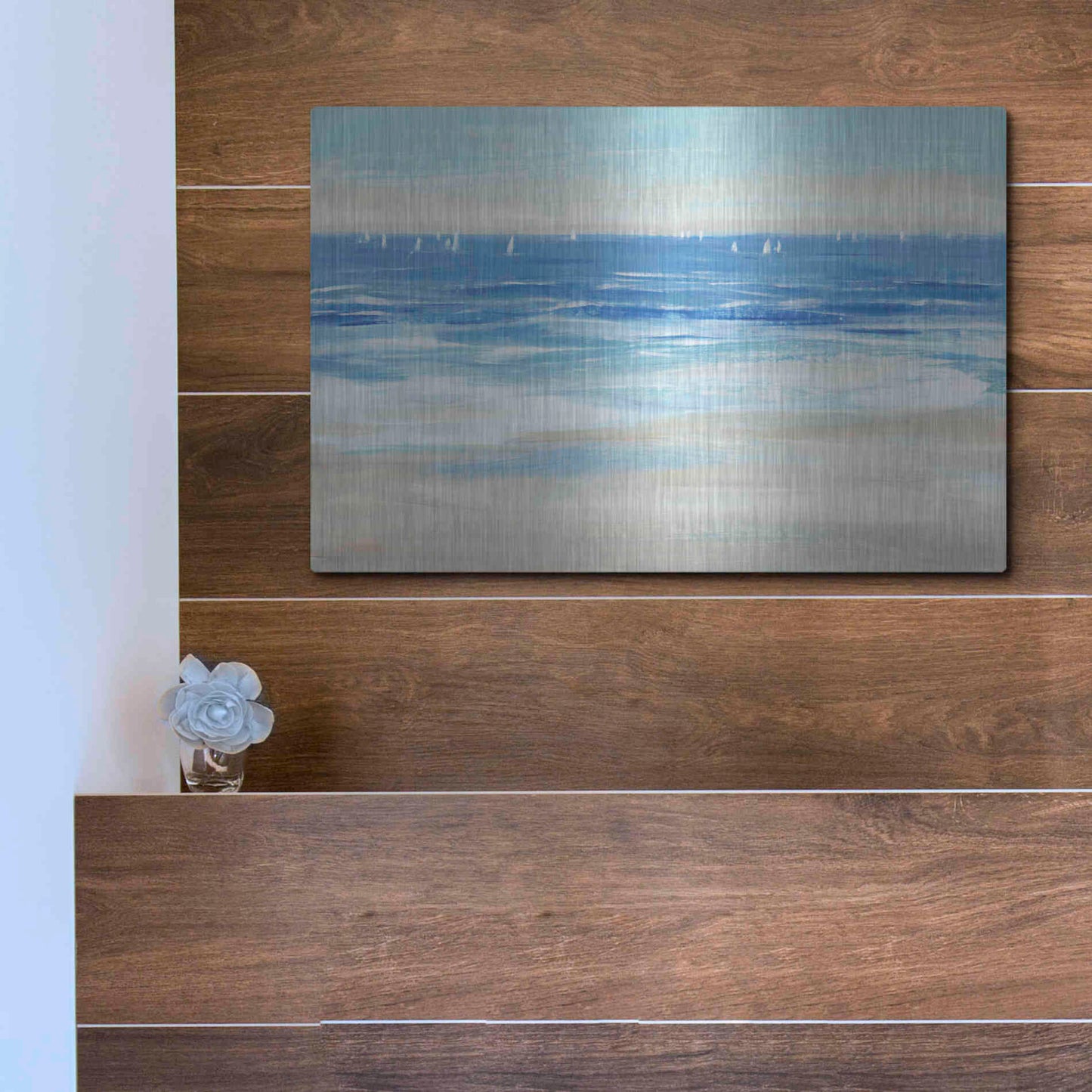 Luxe Metal Art 'Low Cerulean Tide II' by Tim O'Toole, Metal Wall Art,16x12