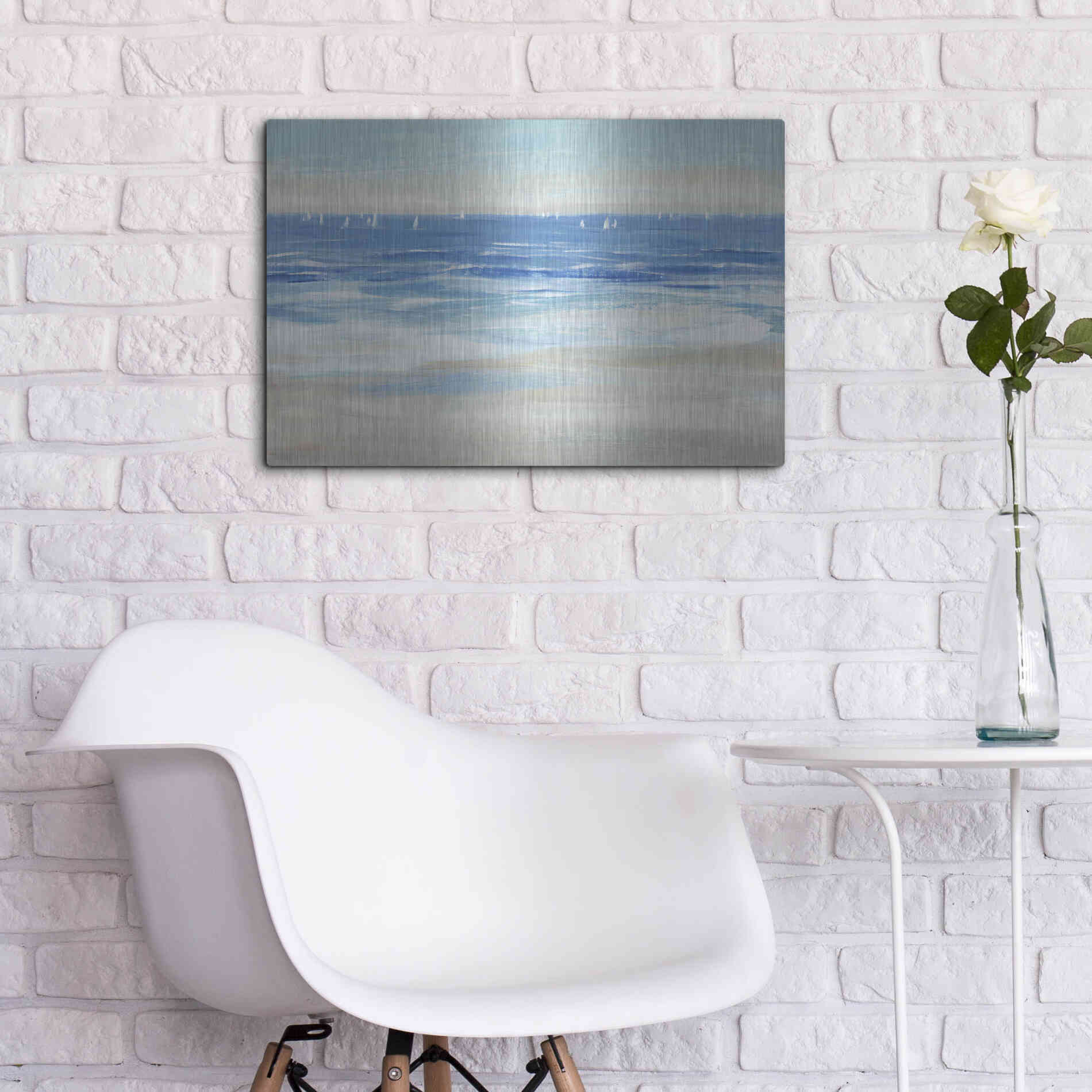 Luxe Metal Art 'Low Cerulean Tide II' by Tim O'Toole, Metal Wall Art,24x16