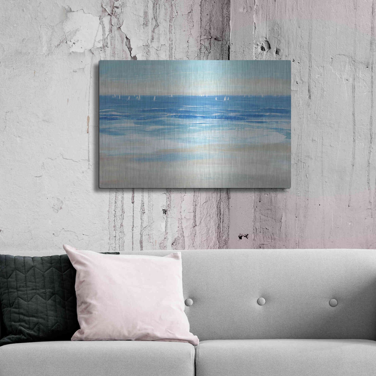 Luxe Metal Art 'Low Cerulean Tide II' by Tim O'Toole, Metal Wall Art,36x24