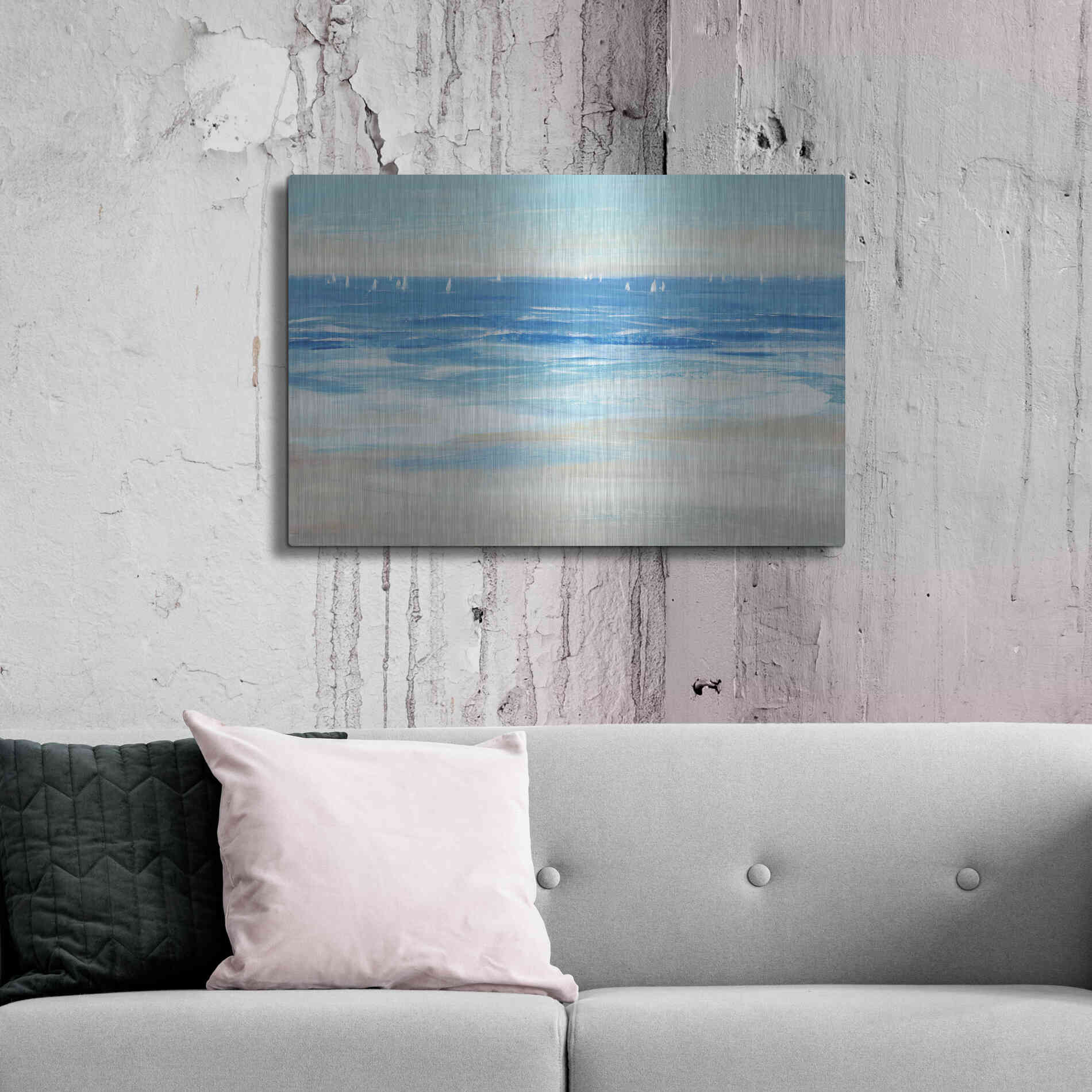 Luxe Metal Art 'Low Cerulean Tide II' by Tim O'Toole, Metal Wall Art,36x24