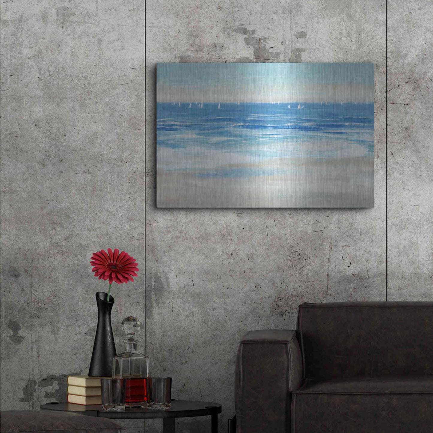 Luxe Metal Art 'Low Cerulean Tide II' by Tim O'Toole, Metal Wall Art,36x24