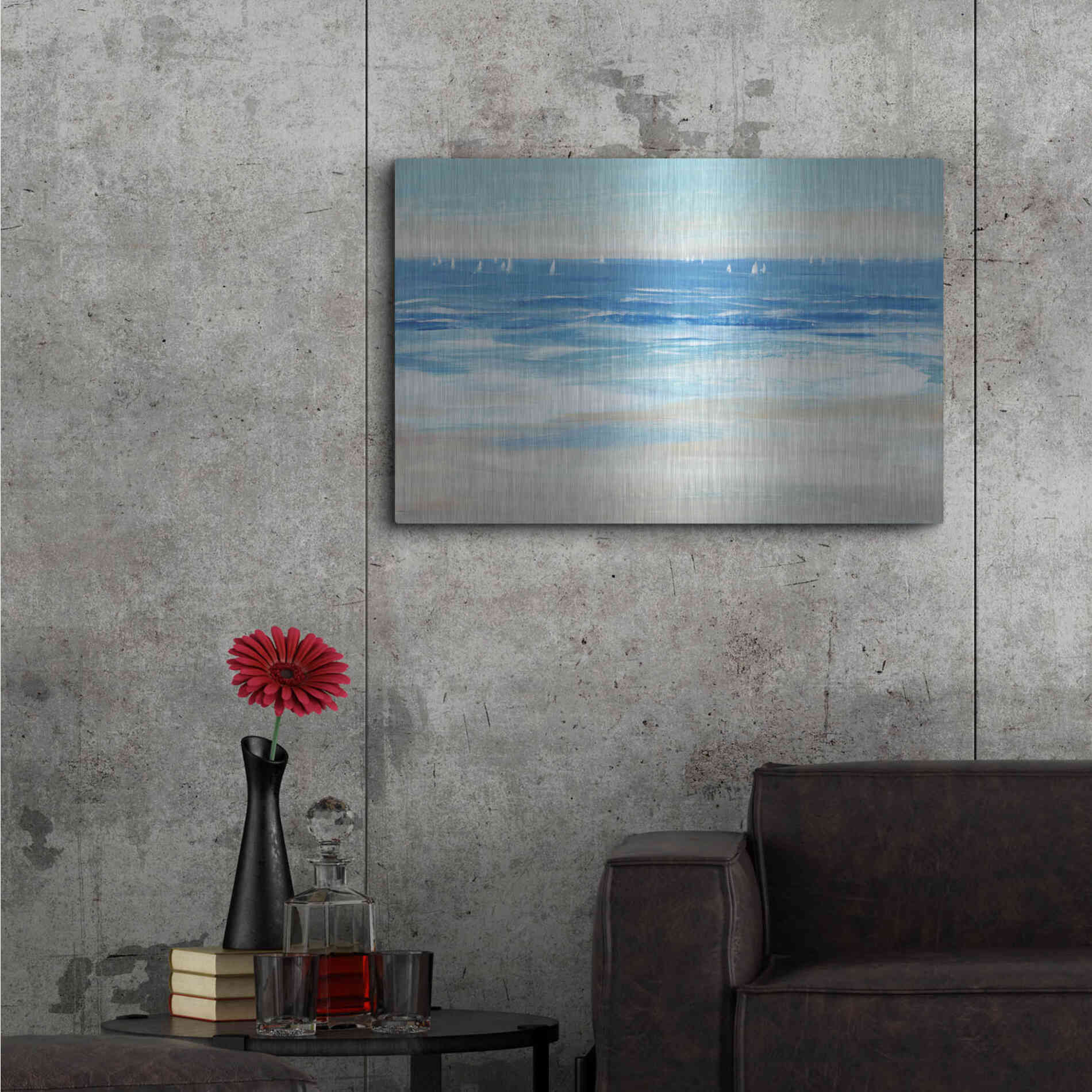 Luxe Metal Art 'Low Cerulean Tide II' by Tim O'Toole, Metal Wall Art,36x24