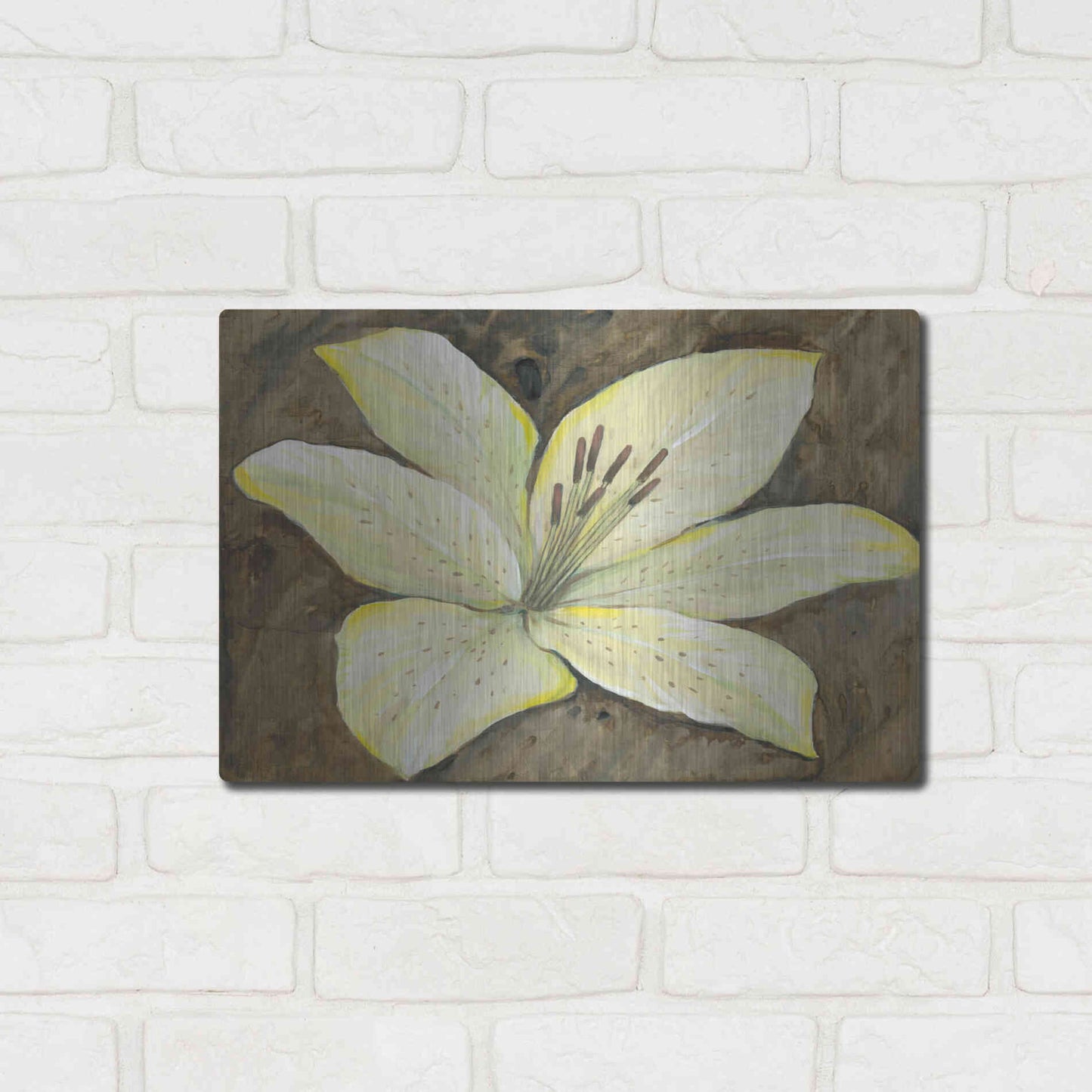 Luxe Metal Art 'Neutral Lily I' by Tim O'Toole, Metal Wall Art,16x12