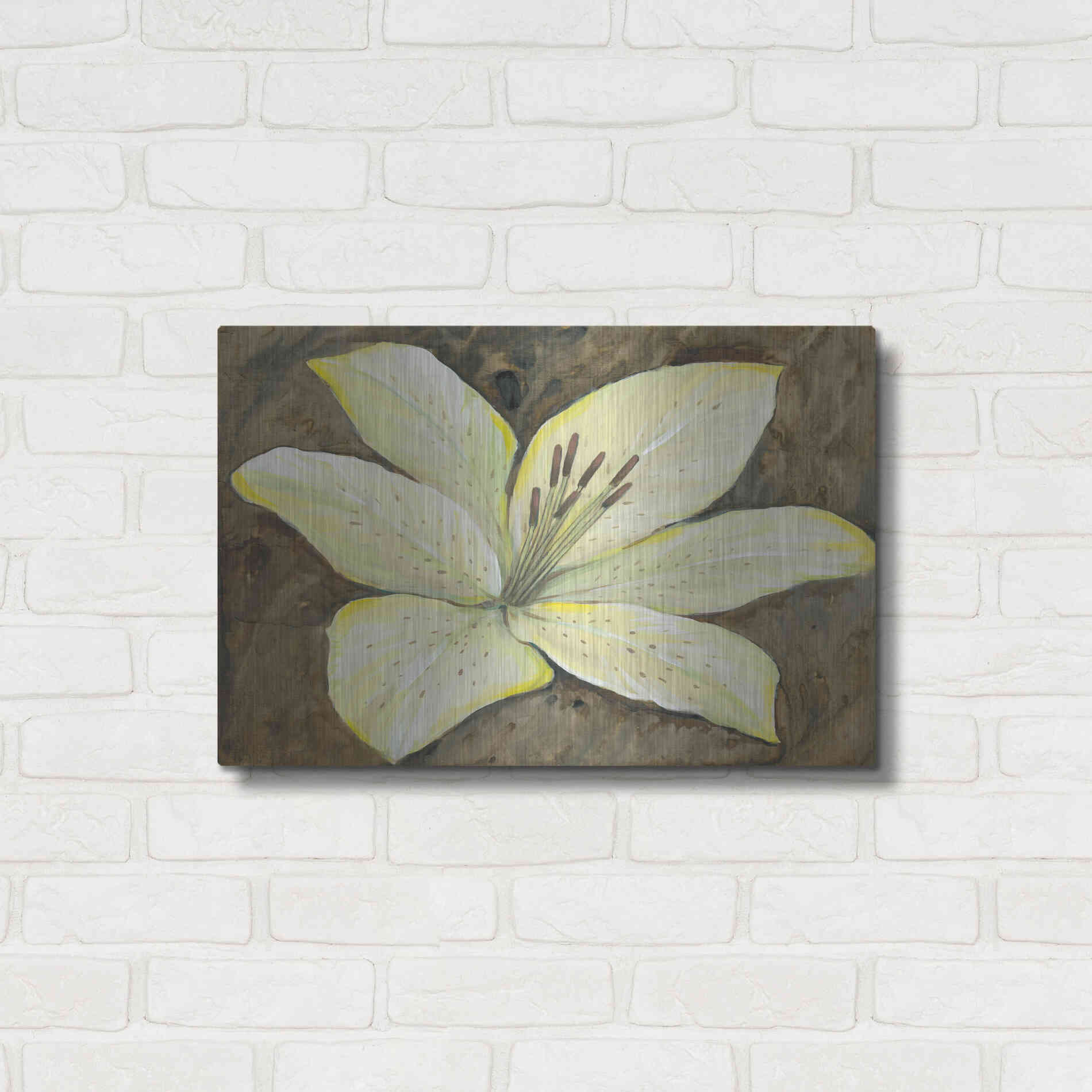 Luxe Metal Art 'Neutral Lily I' by Tim O'Toole, Metal Wall Art,24x16