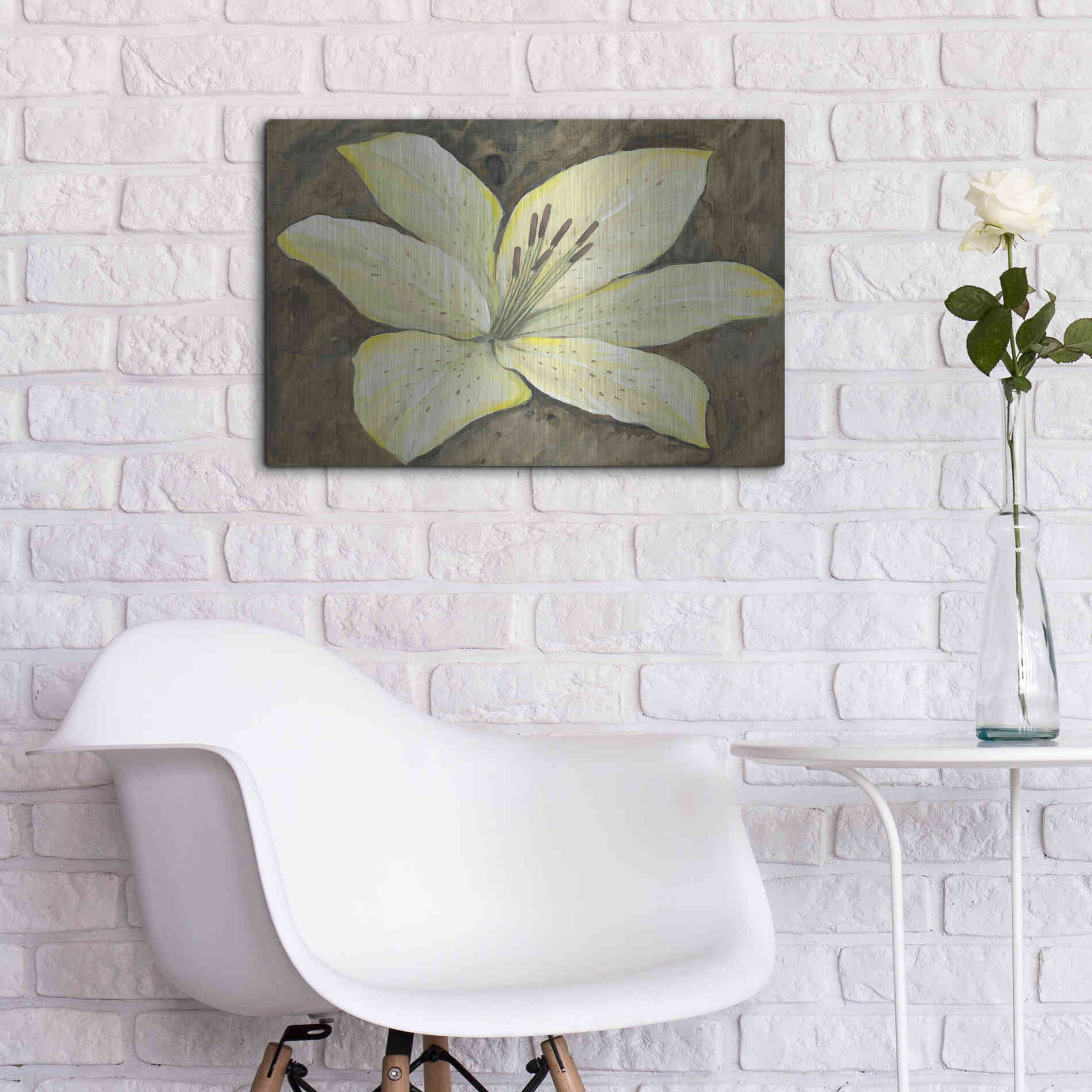 Luxe Metal Art 'Neutral Lily I' by Tim O'Toole, Metal Wall Art,24x16