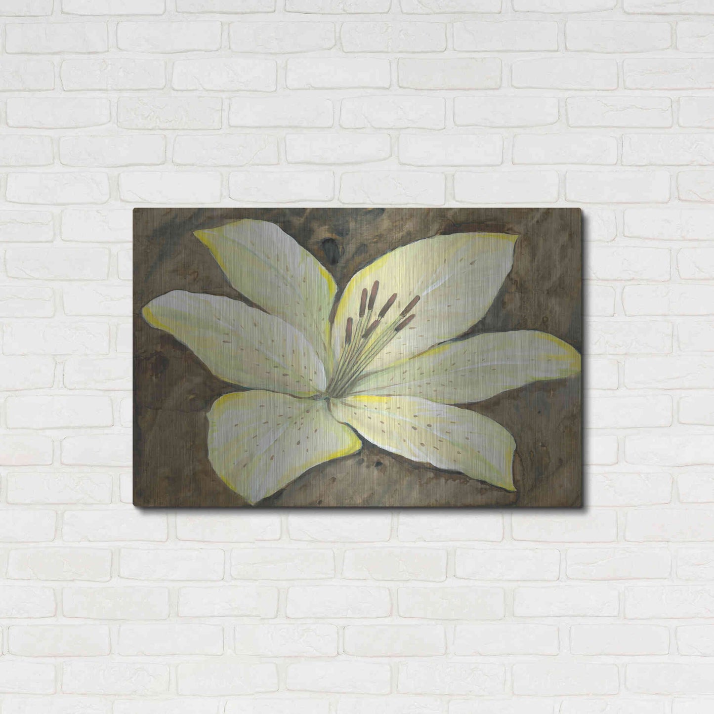 Luxe Metal Art 'Neutral Lily I' by Tim O'Toole, Metal Wall Art,36x24