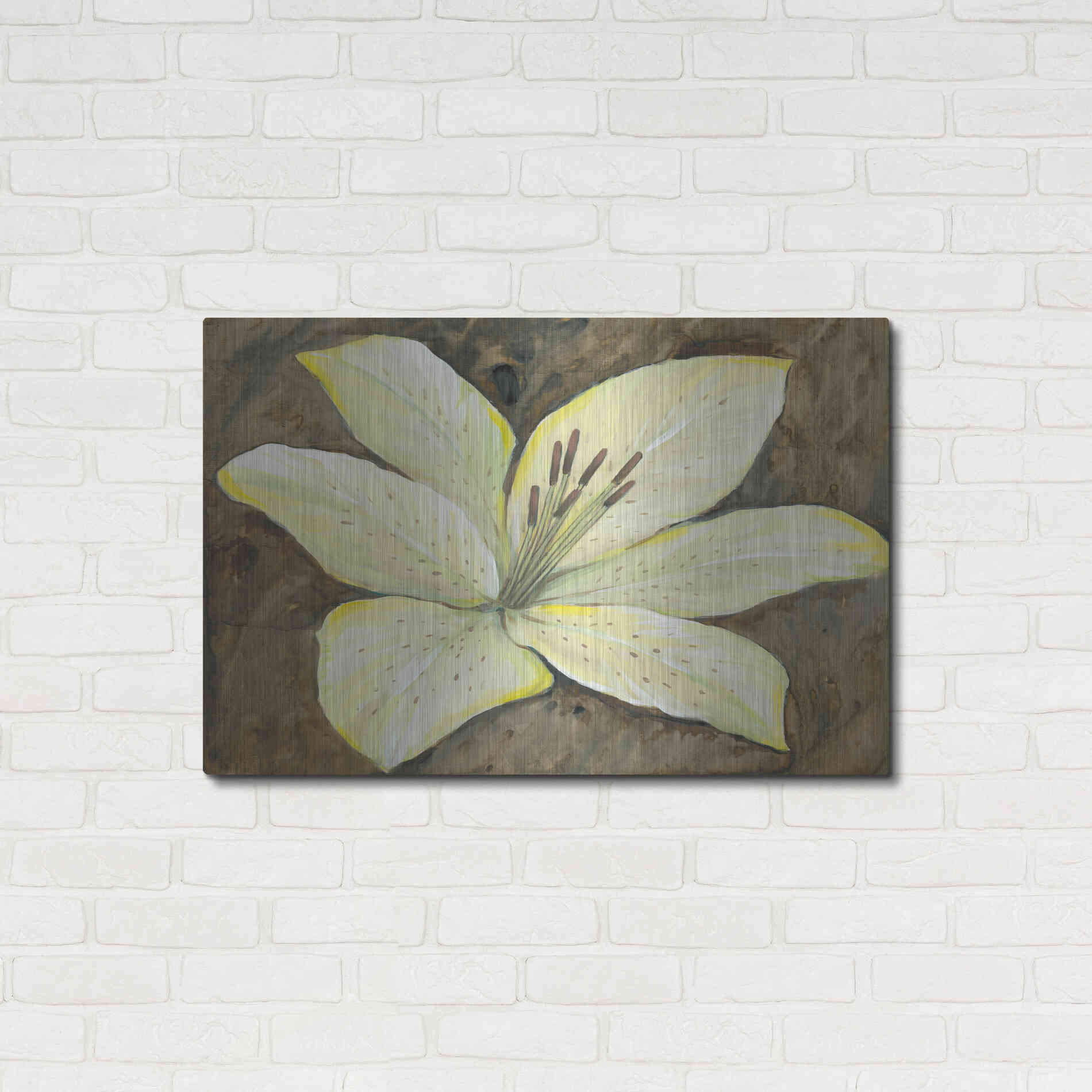Luxe Metal Art 'Neutral Lily I' by Tim O'Toole, Metal Wall Art,36x24