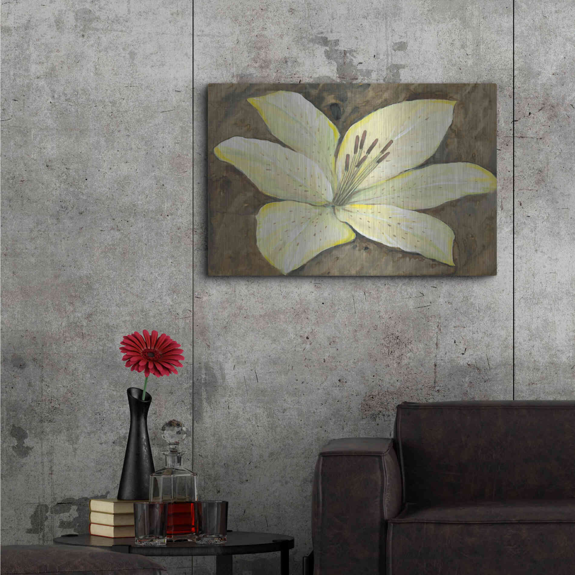 Luxe Metal Art 'Neutral Lily I' by Tim O'Toole, Metal Wall Art,36x24