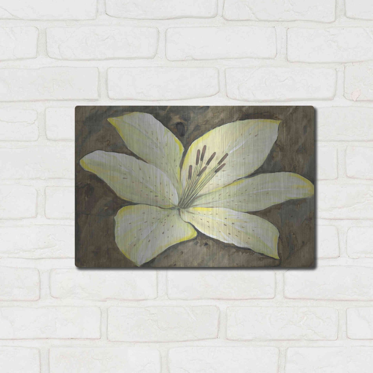 Luxe Metal Art 'Neutral Lily II' by Tim O'Toole, Metal Wall Art,16x12