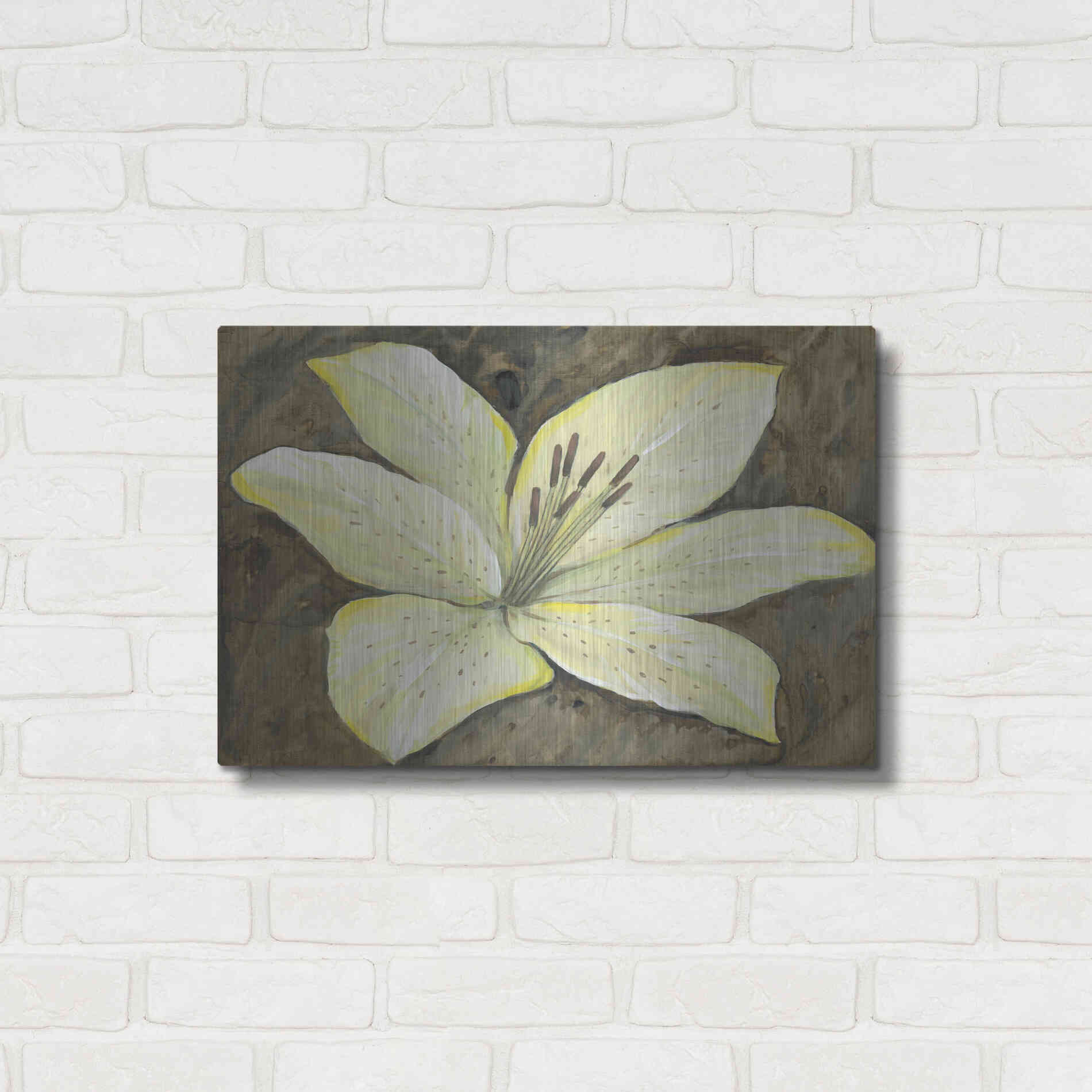 Luxe Metal Art 'Neutral Lily II' by Tim O'Toole, Metal Wall Art,24x16