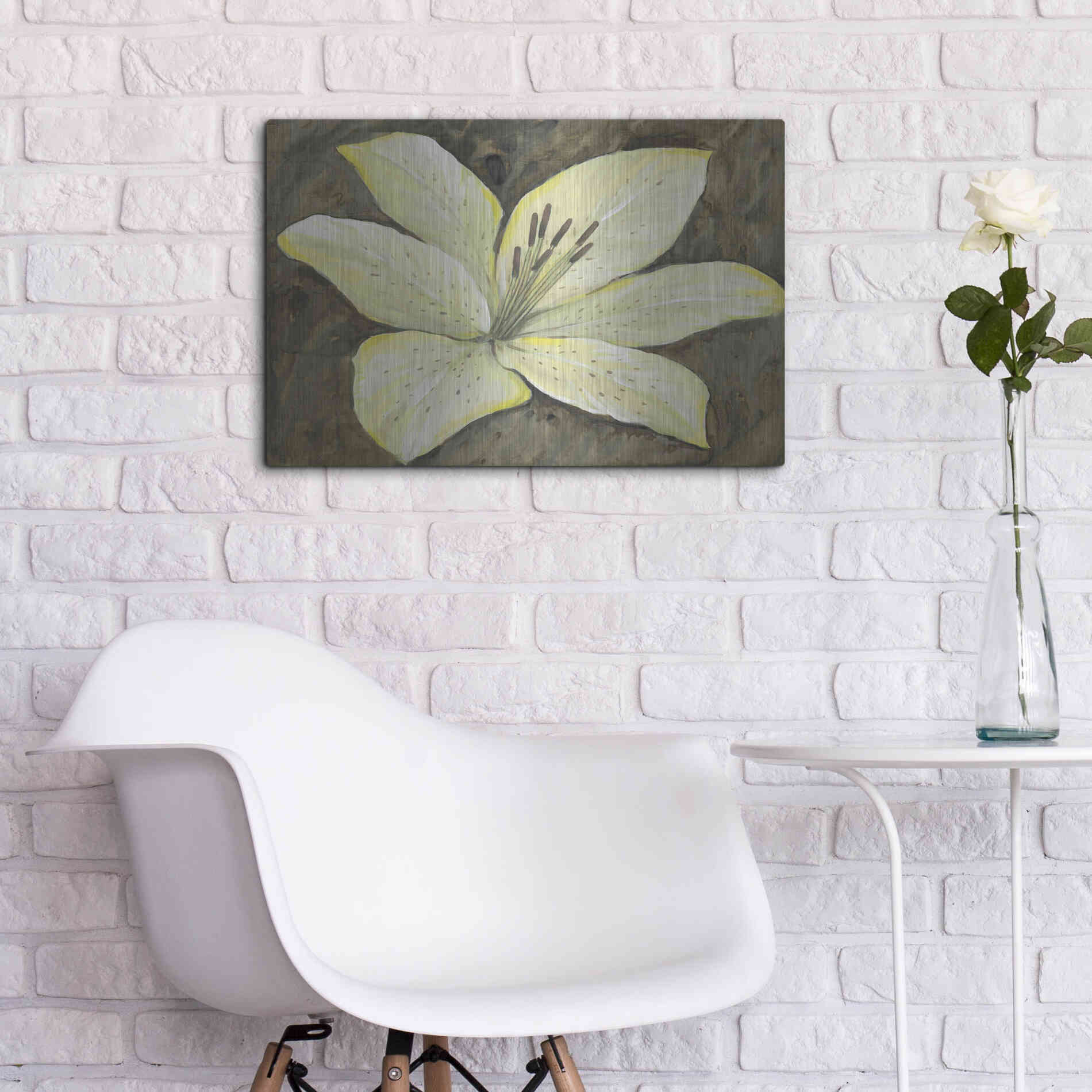 Luxe Metal Art 'Neutral Lily II' by Tim O'Toole, Metal Wall Art,24x16
