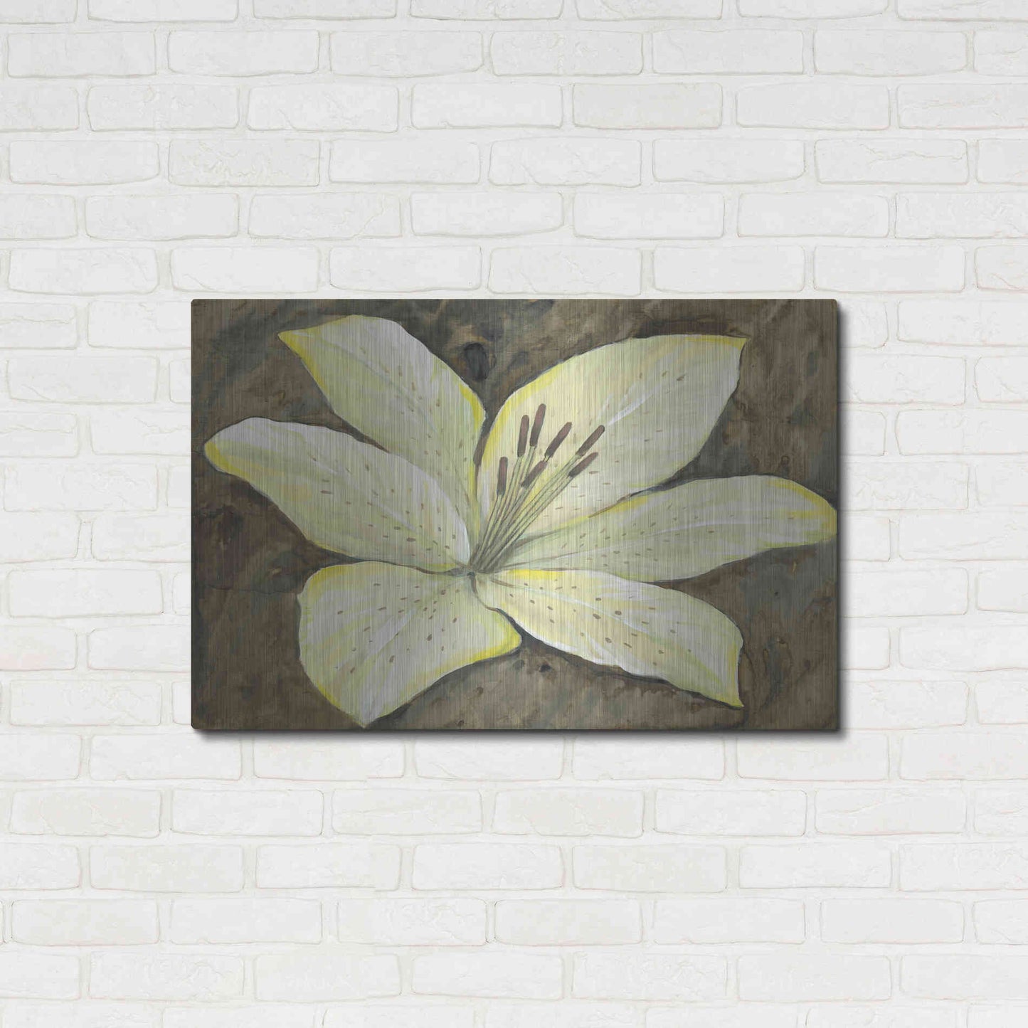 Luxe Metal Art 'Neutral Lily II' by Tim O'Toole, Metal Wall Art,36x24