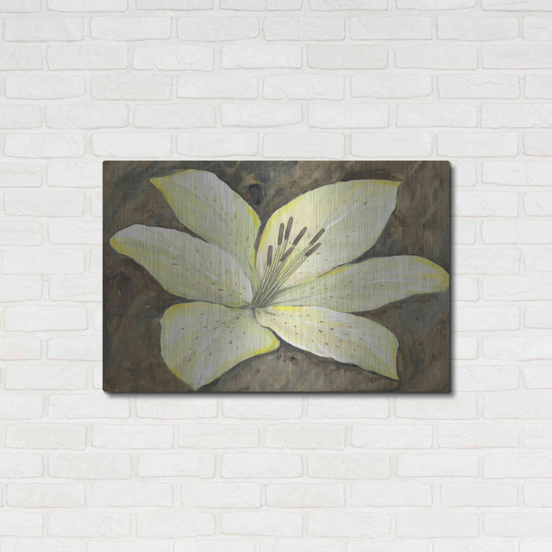 Luxe Metal Art 'Neutral Lily II' by Tim O'Toole, Metal Wall Art,36x24