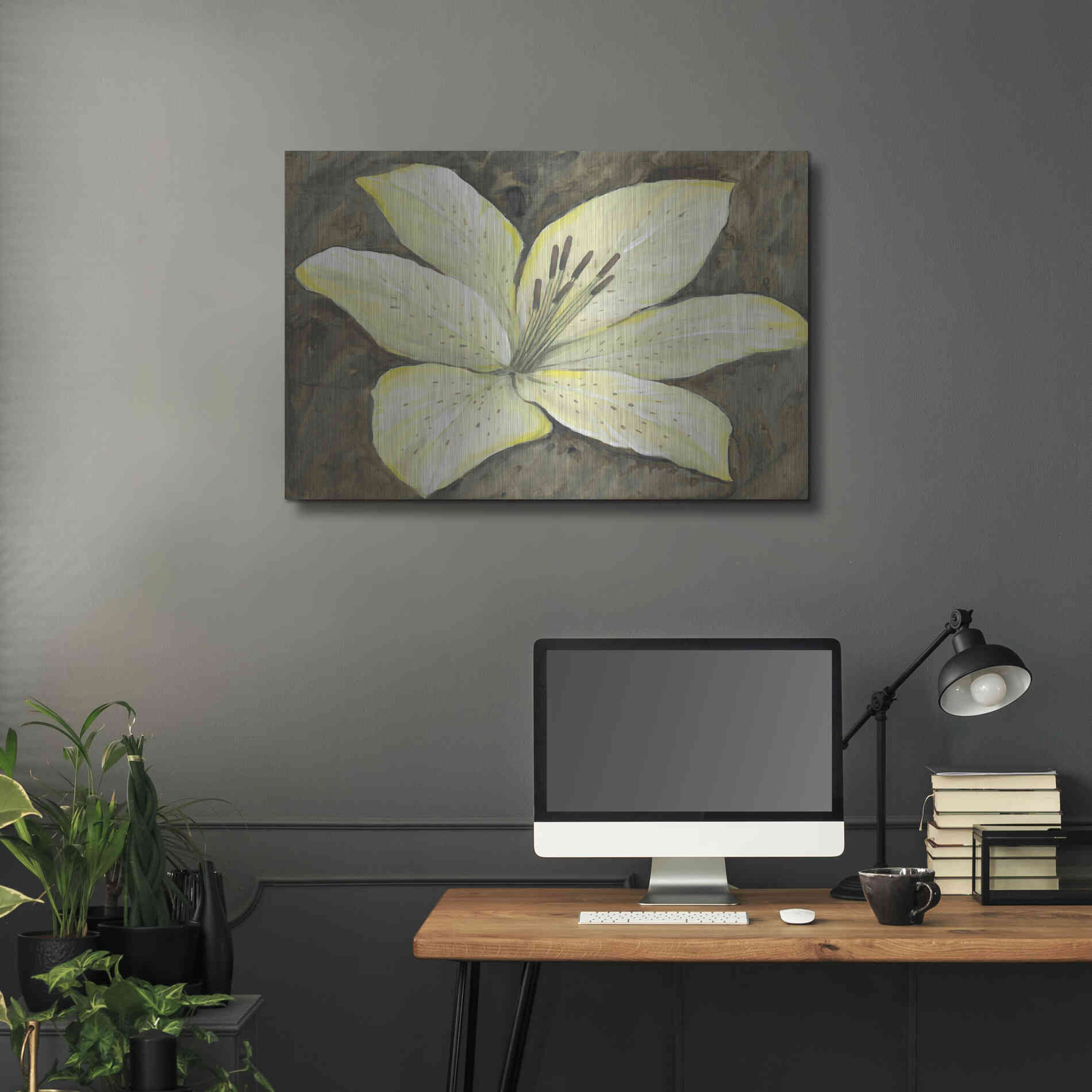 Luxe Metal Art 'Neutral Lily II' by Tim O'Toole, Metal Wall Art,36x24