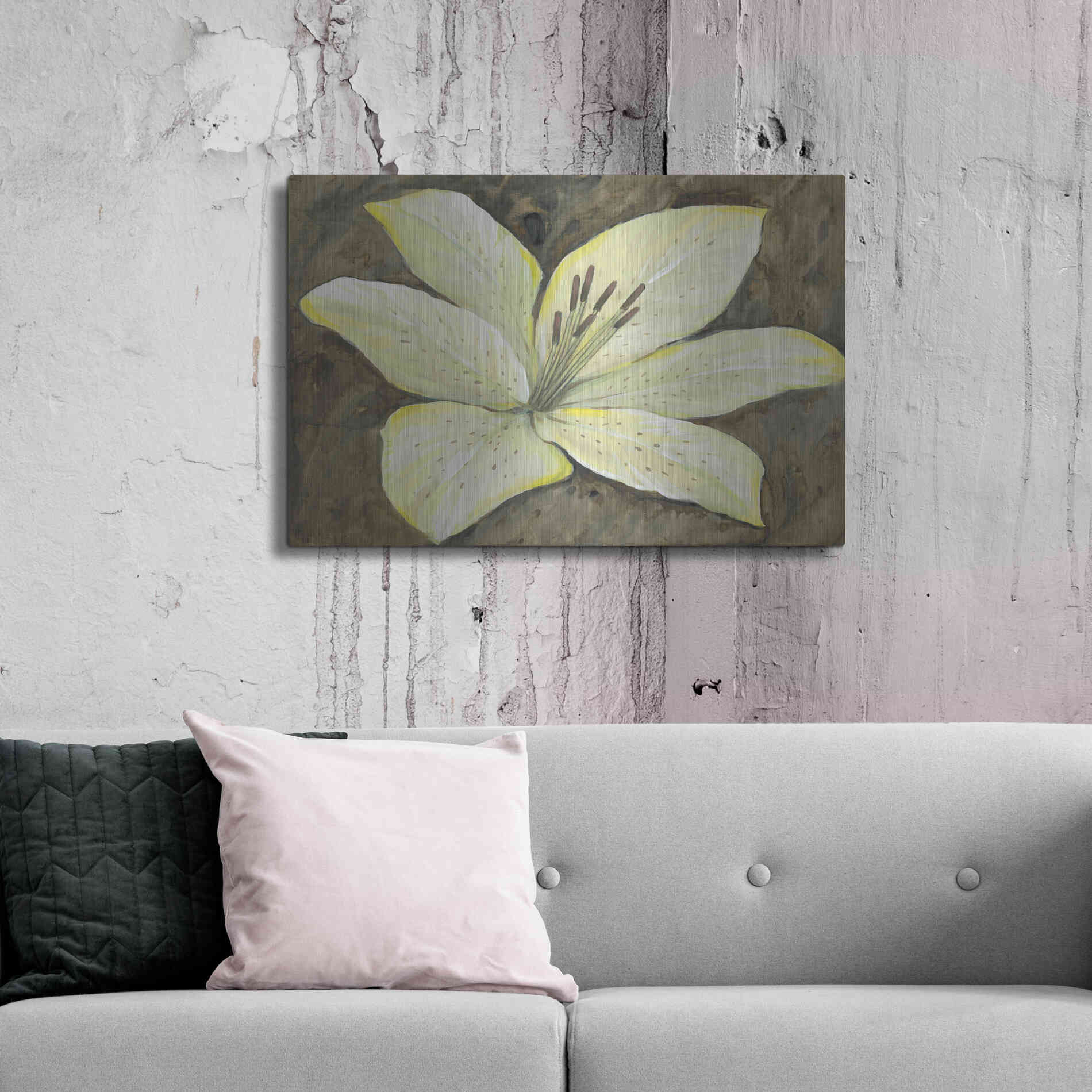 Luxe Metal Art 'Neutral Lily II' by Tim O'Toole, Metal Wall Art,36x24