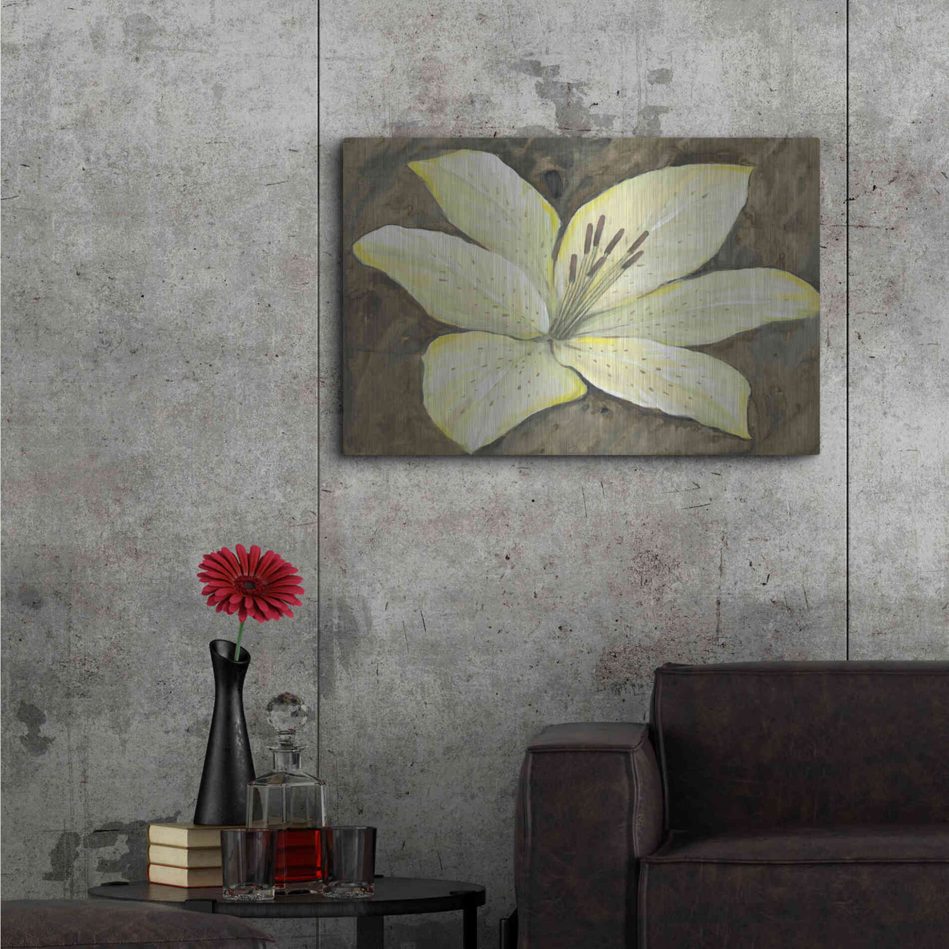 Luxe Metal Art 'Neutral Lily II' by Tim O'Toole, Metal Wall Art,36x24