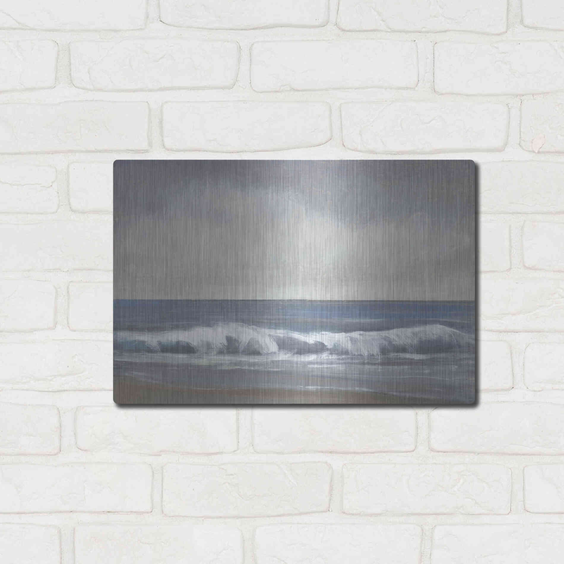 Luxe Metal Art 'Neutral Shoreline II' by Tim O'Toole, Metal Wall Art,16x12