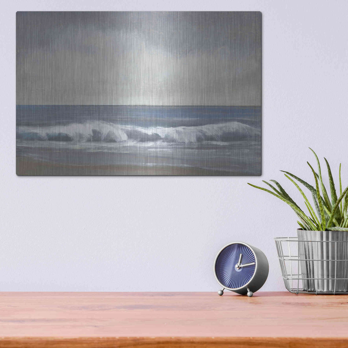 Luxe Metal Art 'Neutral Shoreline II' by Tim O'Toole, Metal Wall Art,16x12