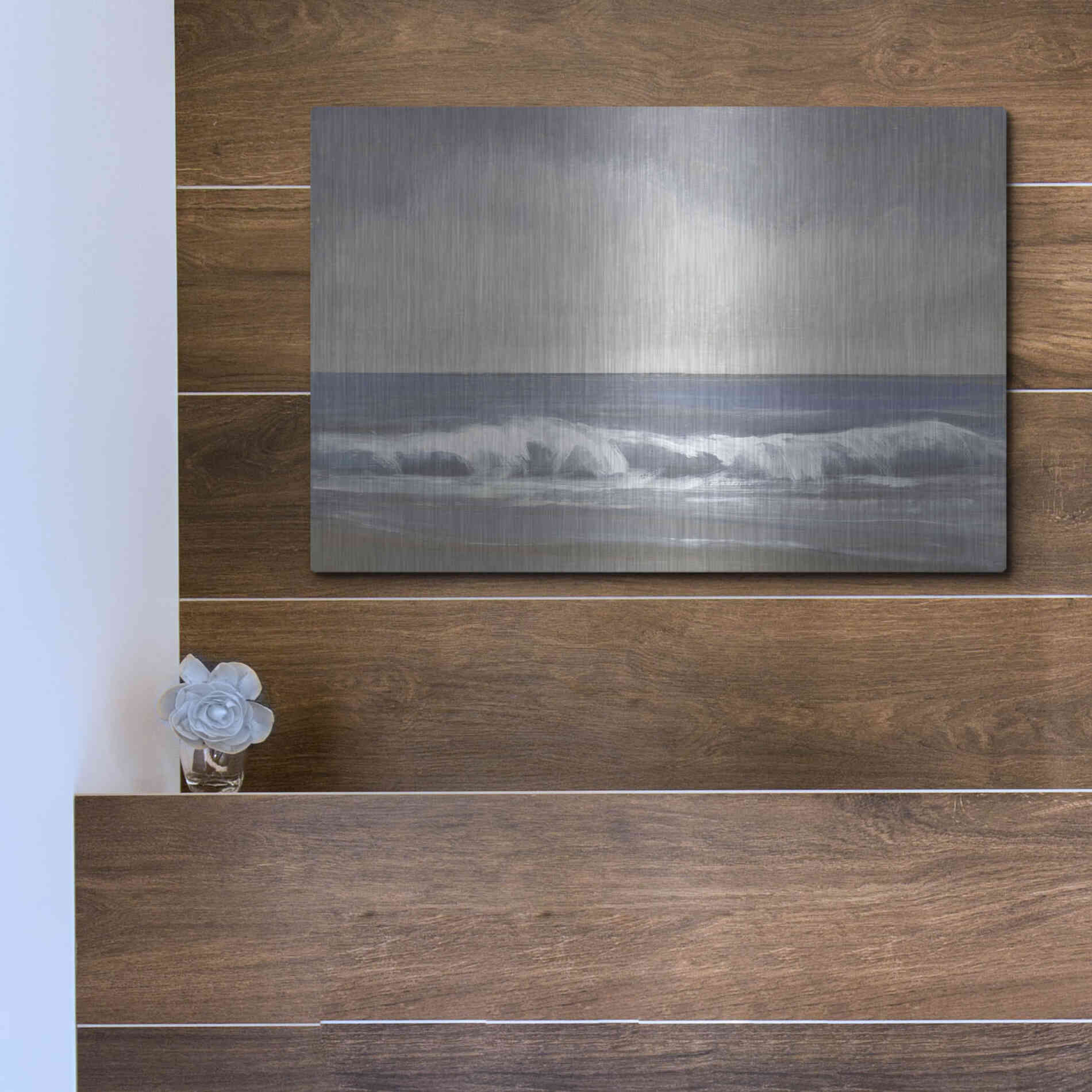 Luxe Metal Art 'Neutral Shoreline II' by Tim O'Toole, Metal Wall Art,16x12
