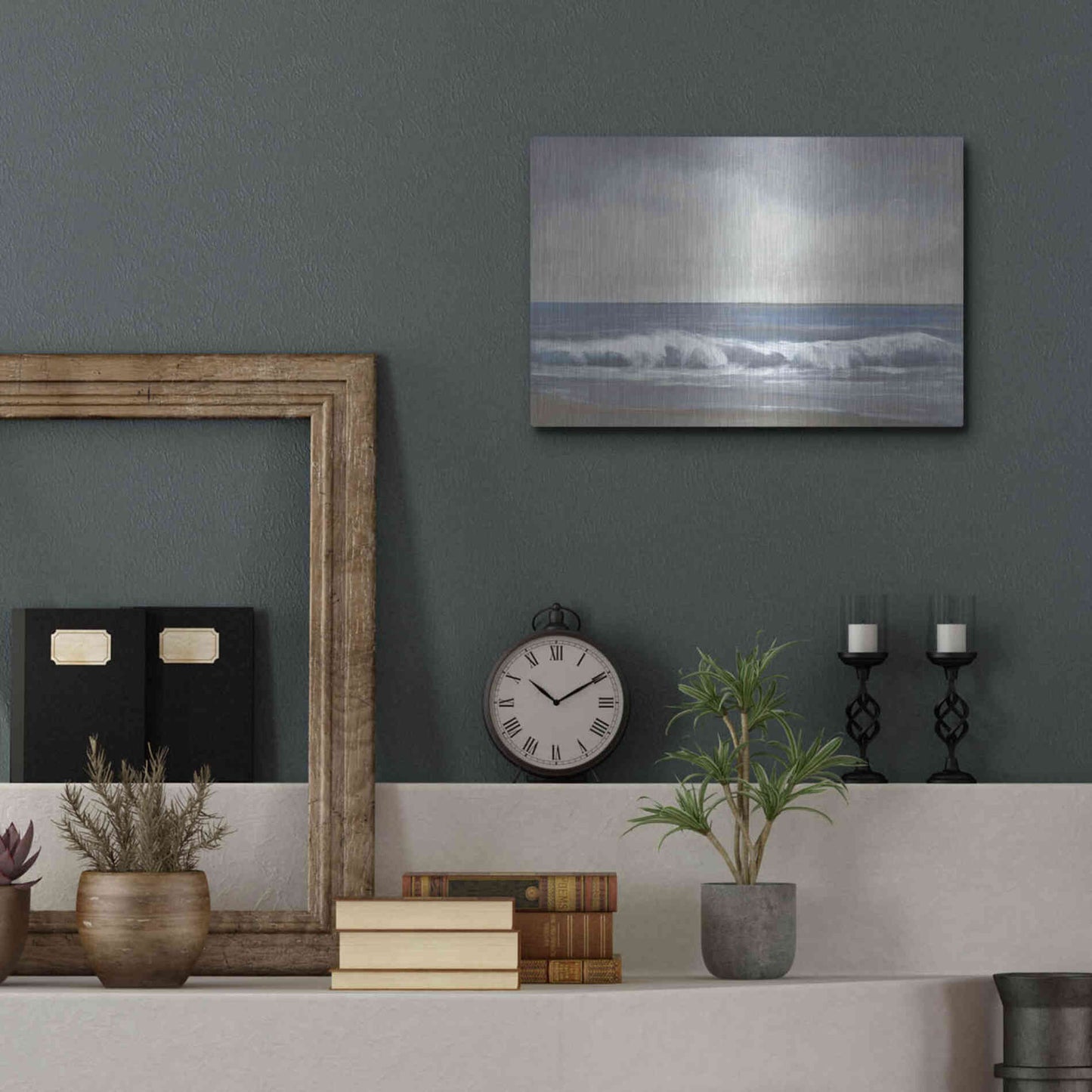 Luxe Metal Art 'Neutral Shoreline II' by Tim O'Toole, Metal Wall Art,16x12