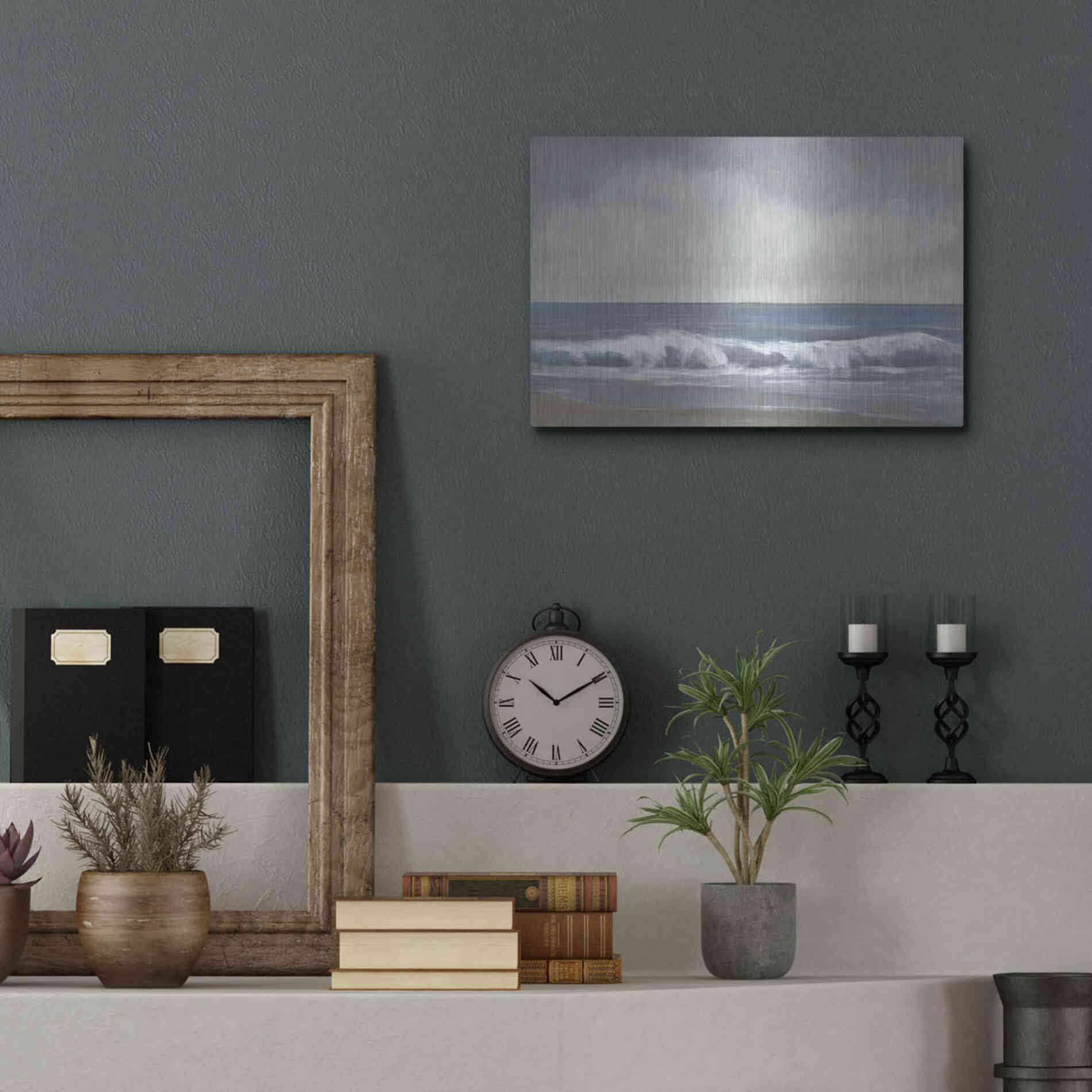 Luxe Metal Art 'Neutral Shoreline II' by Tim O'Toole, Metal Wall Art,16x12