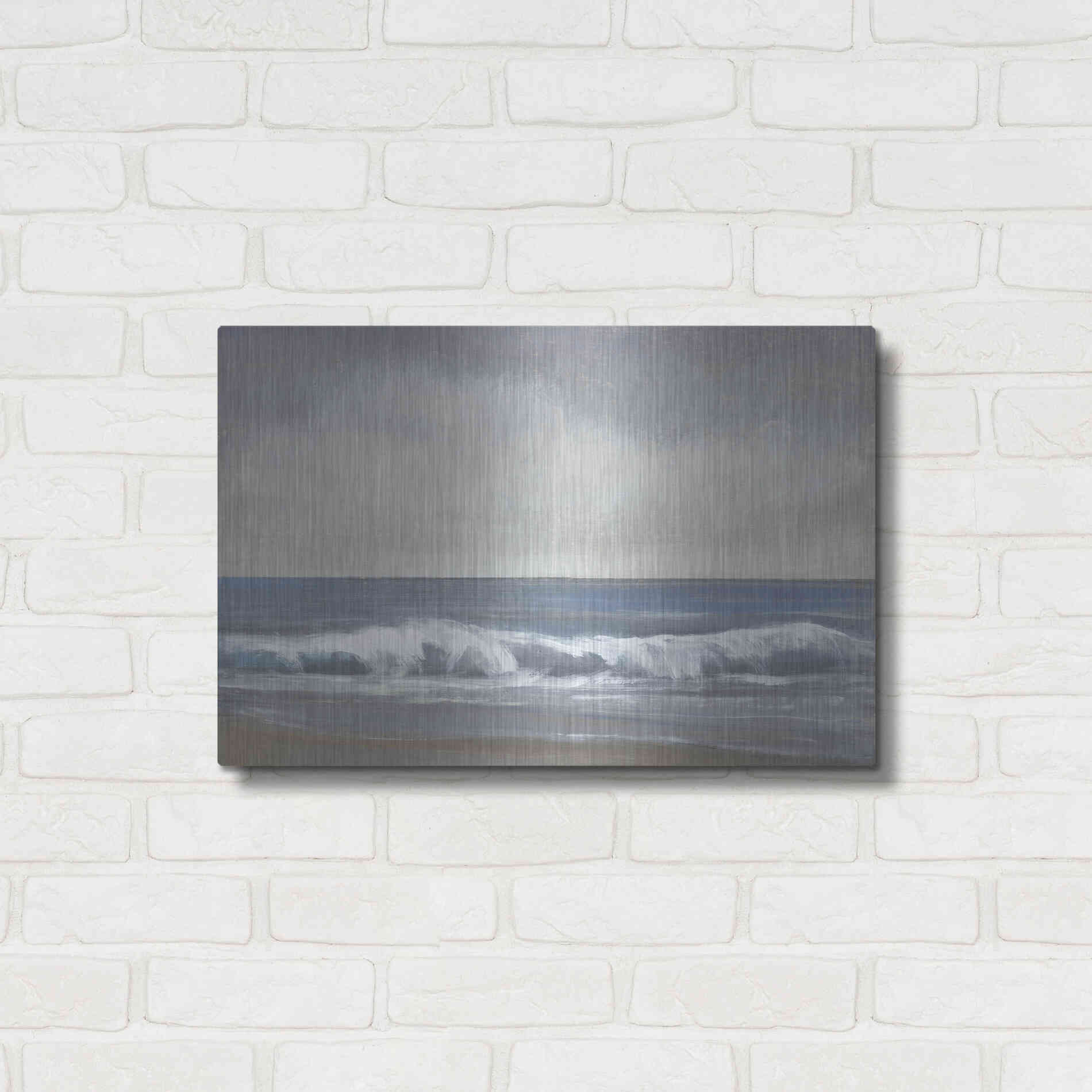 Luxe Metal Art 'Neutral Shoreline II' by Tim O'Toole, Metal Wall Art,24x16