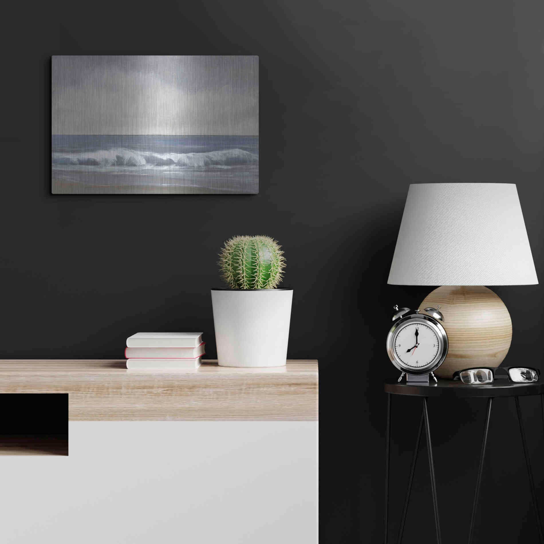Luxe Metal Art 'Neutral Shoreline II' by Tim O'Toole, Metal Wall Art,24x16